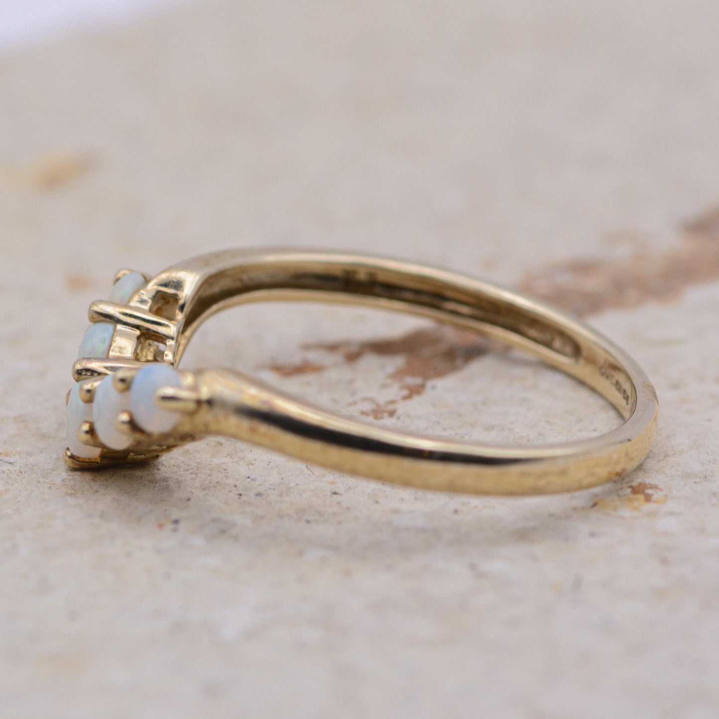 Opal Wishbone Ring | 9ct Gold | UK Size Q | US 8.25 |