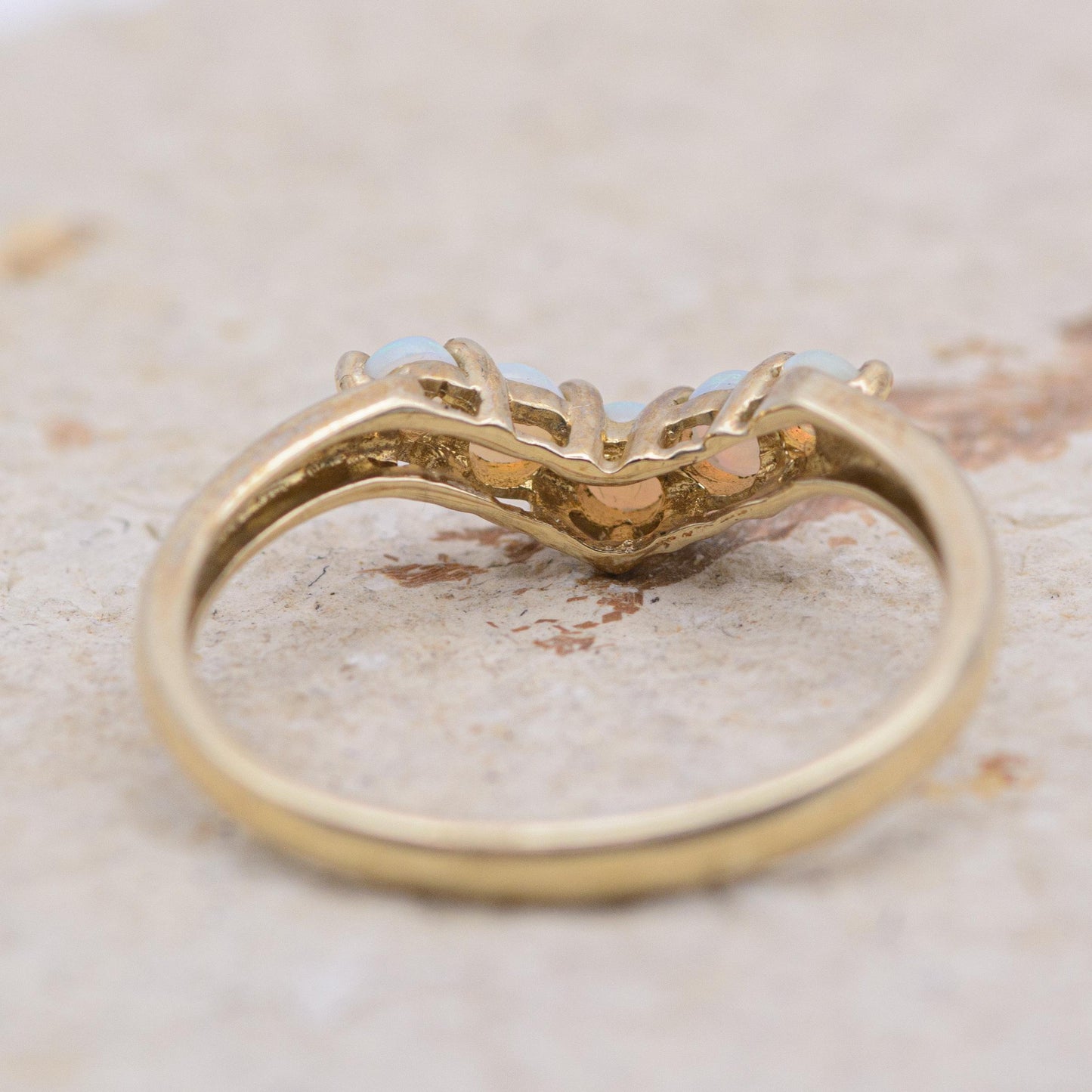 Opal Wishbone Ring | 9ct Gold | UK Size Q | US 8.25 |