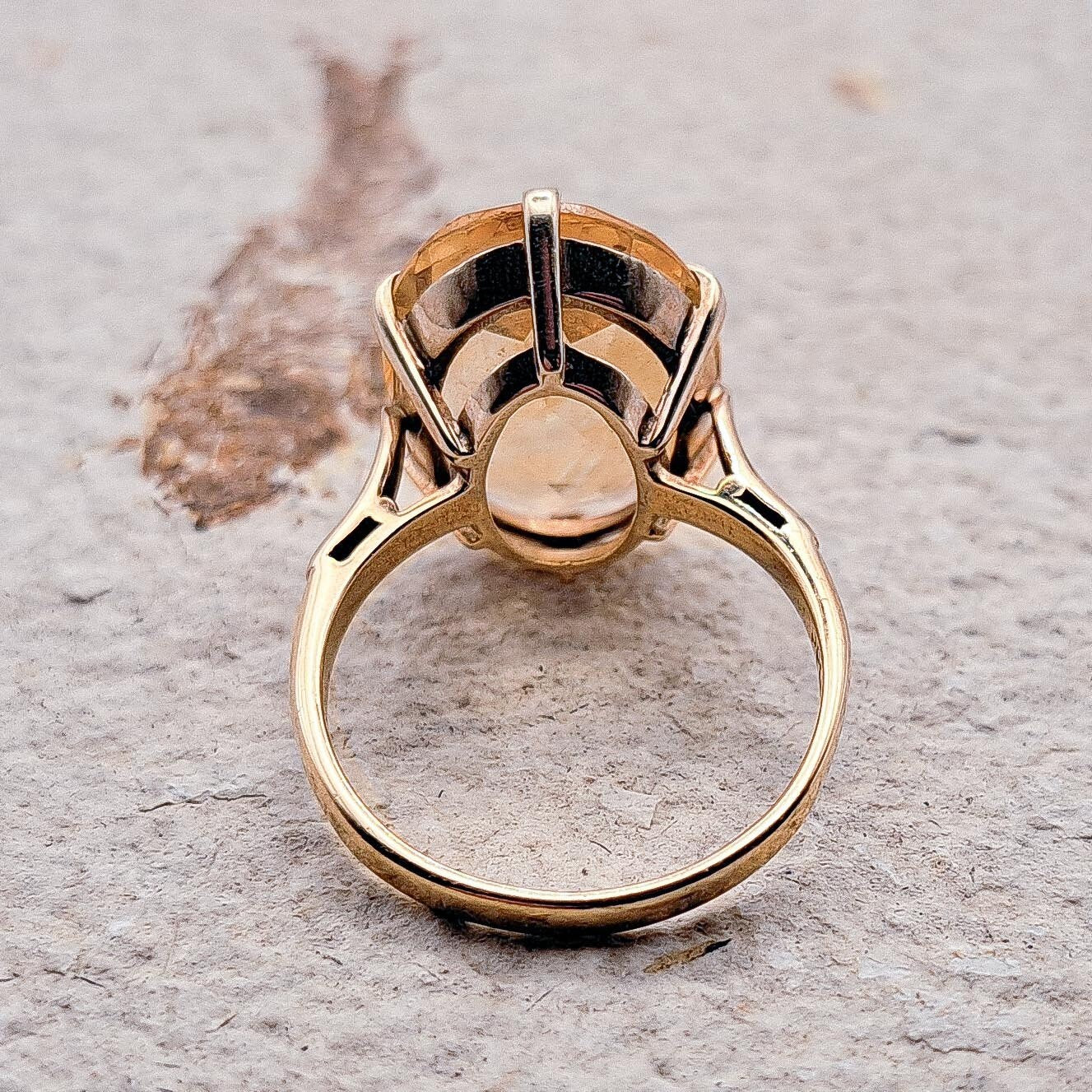 Vintage Citrine Cocktail Ring | UK Size O 1/2 | US Size 7.5 | 9 Carat Gold