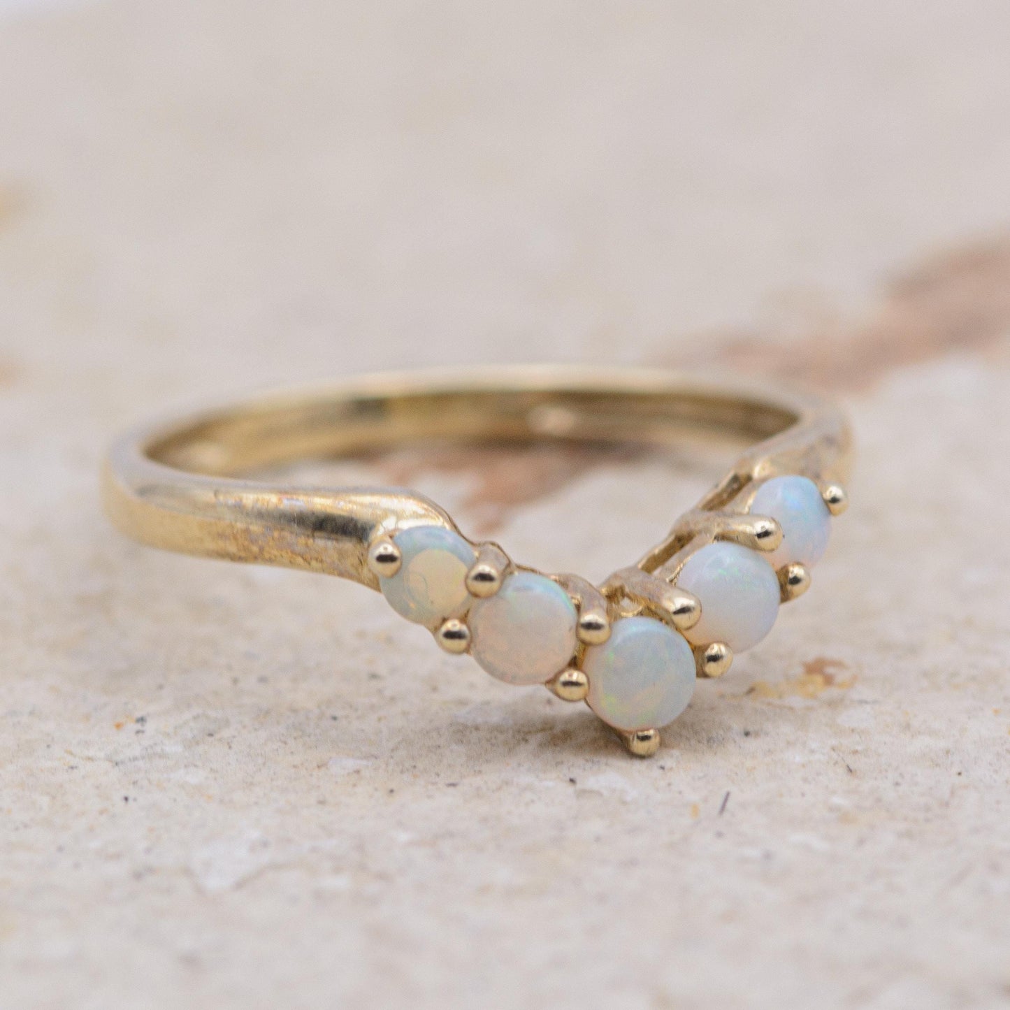 Opal Wishbone Ring | 9ct Gold | UK Size Q | US 8.25 |
