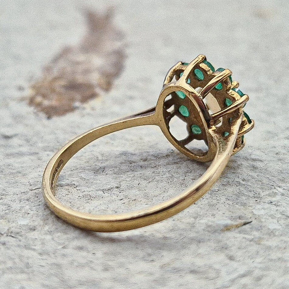 Vintage Emerald and Opal Cluster Ring |UK Size K 1/2 | US Size 5.5 | 9ct