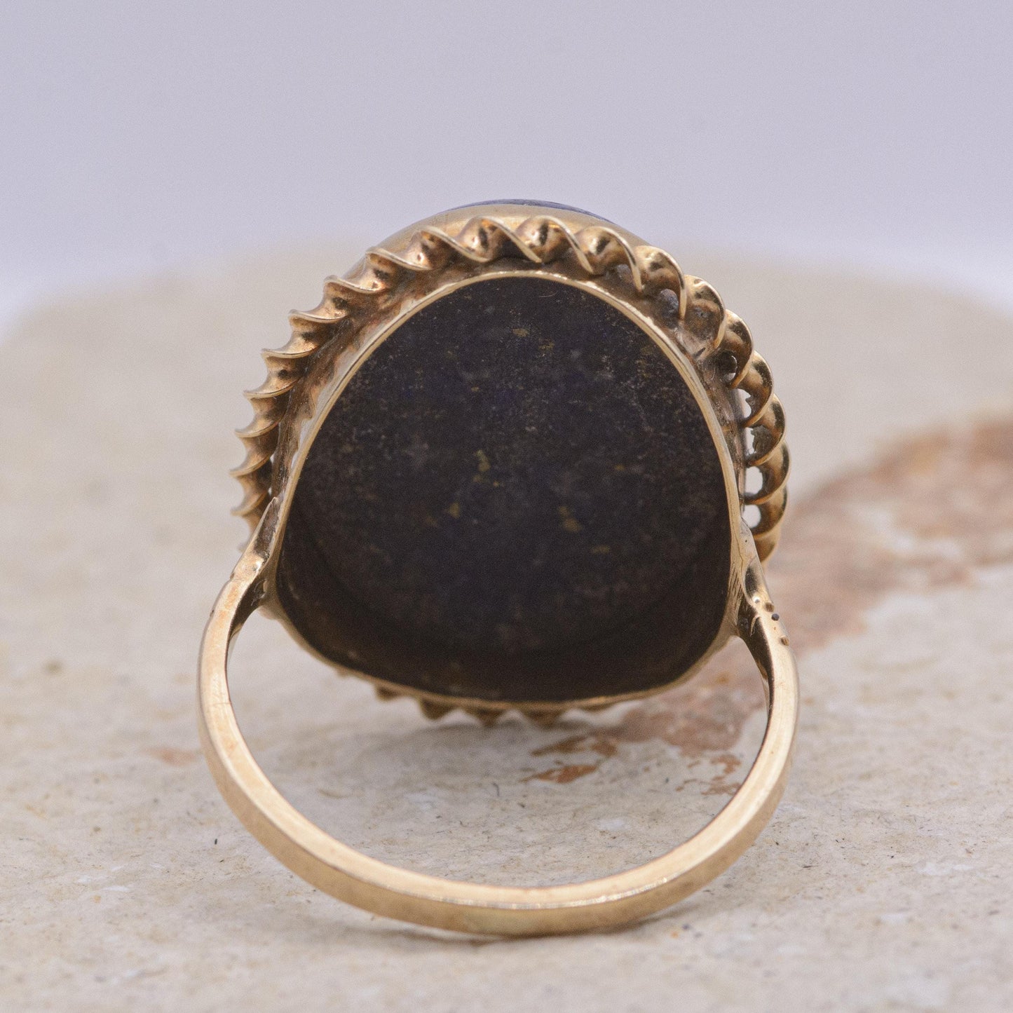 Vintage Lapis Lazuli Chunky Ring | 9ct Gold | UK Size N 1/2 | US Size 7