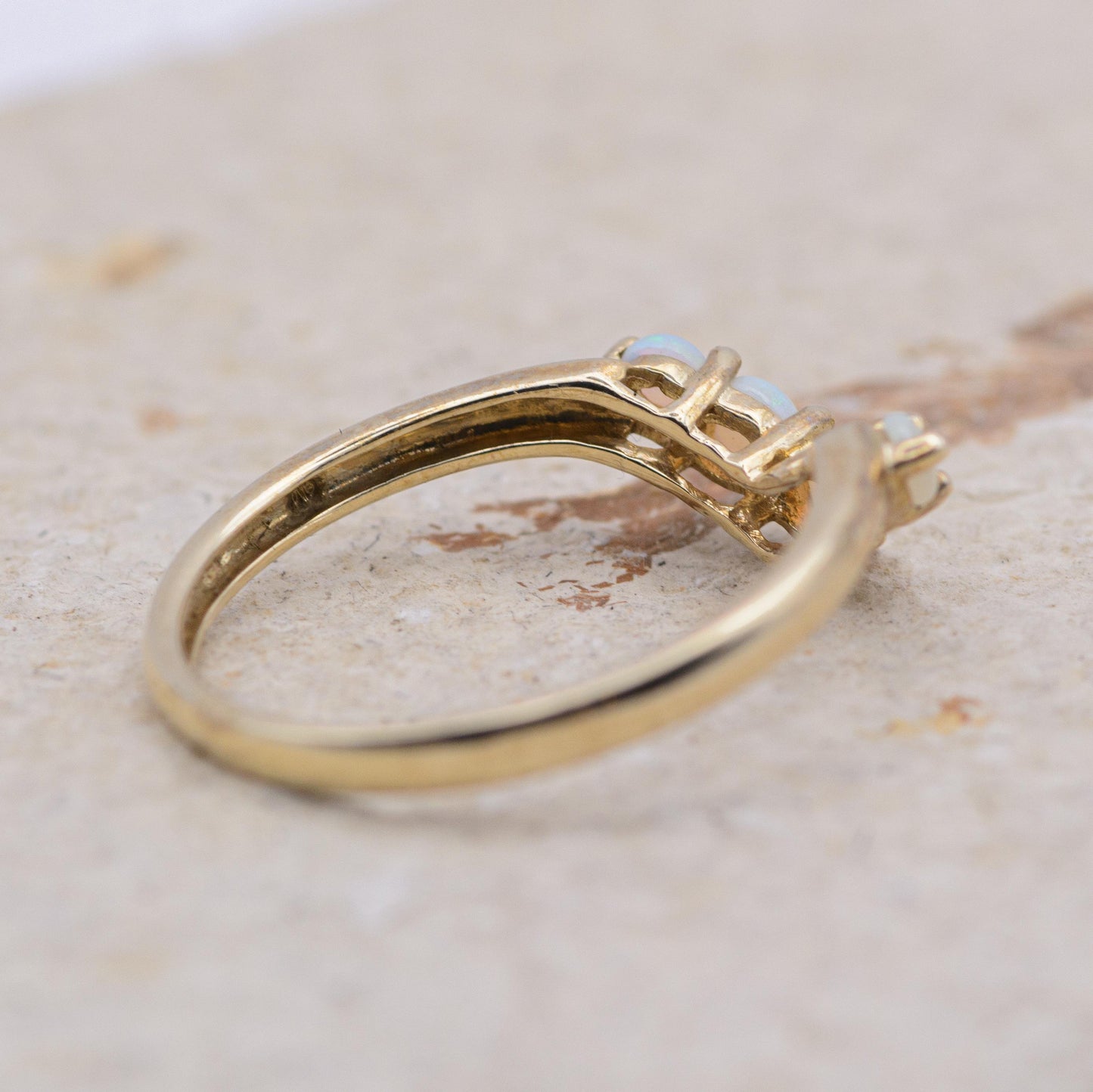 Opal Wishbone Ring | 9ct Gold | UK Size Q | US 8.25 |