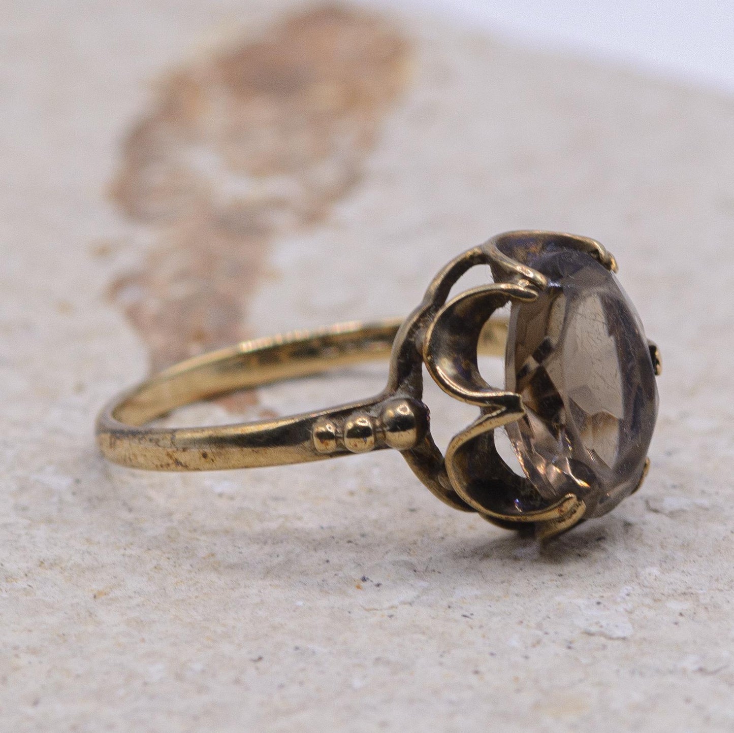 Vintage Smoky Quartz Ring | 9ct | UK Size M | US Size 6.25 |