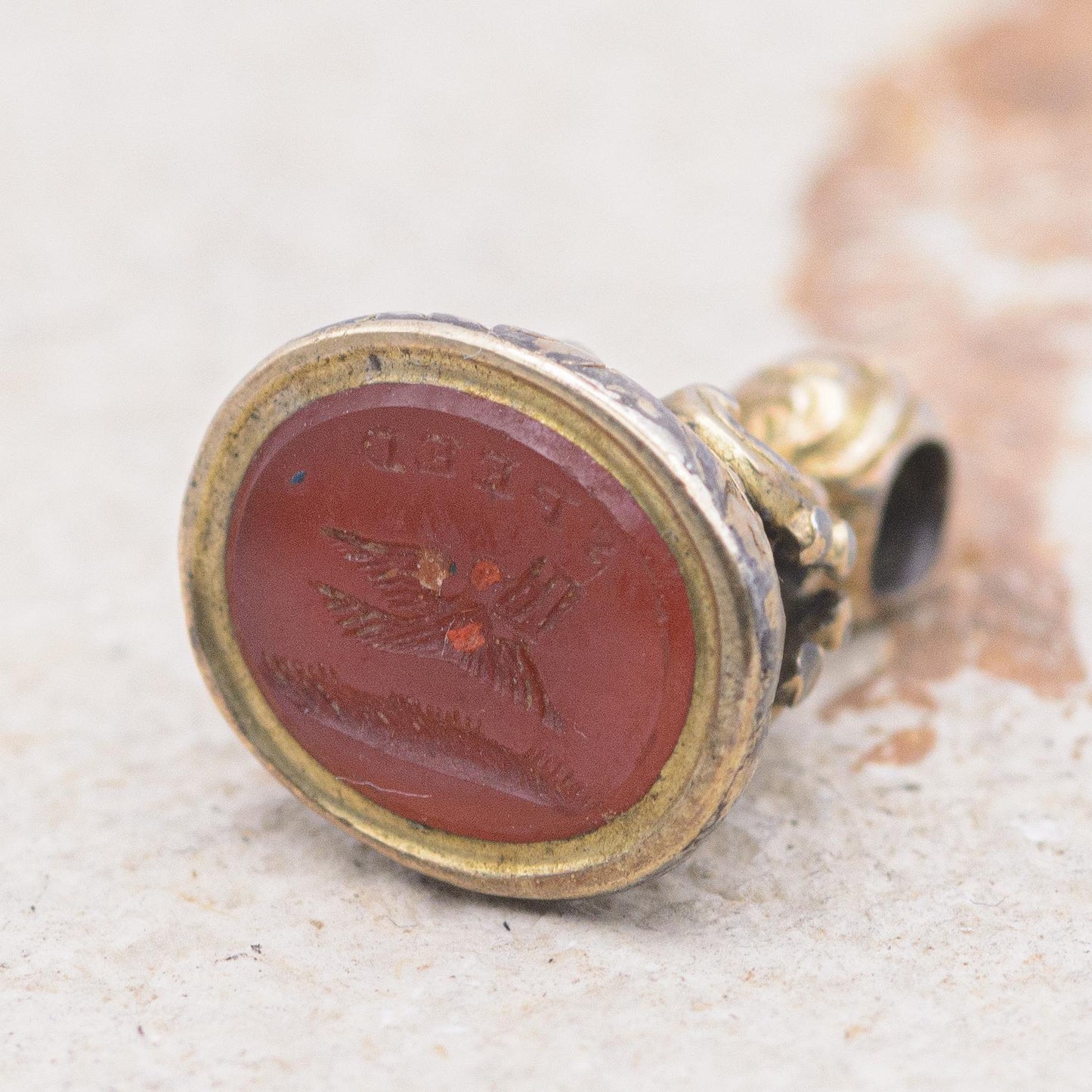Antique Engraved Carnelian Bird Wax Seal