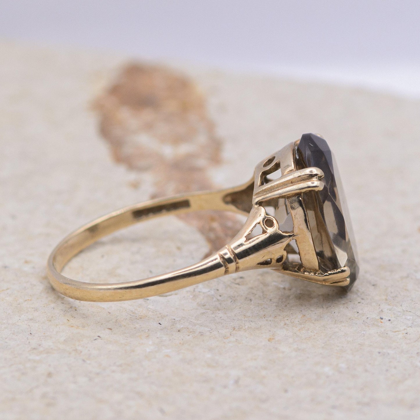 Vintage Smoky Quartz Cocktail Ring | 9ct | UK Size O 1/2 | US Size 7.5 |