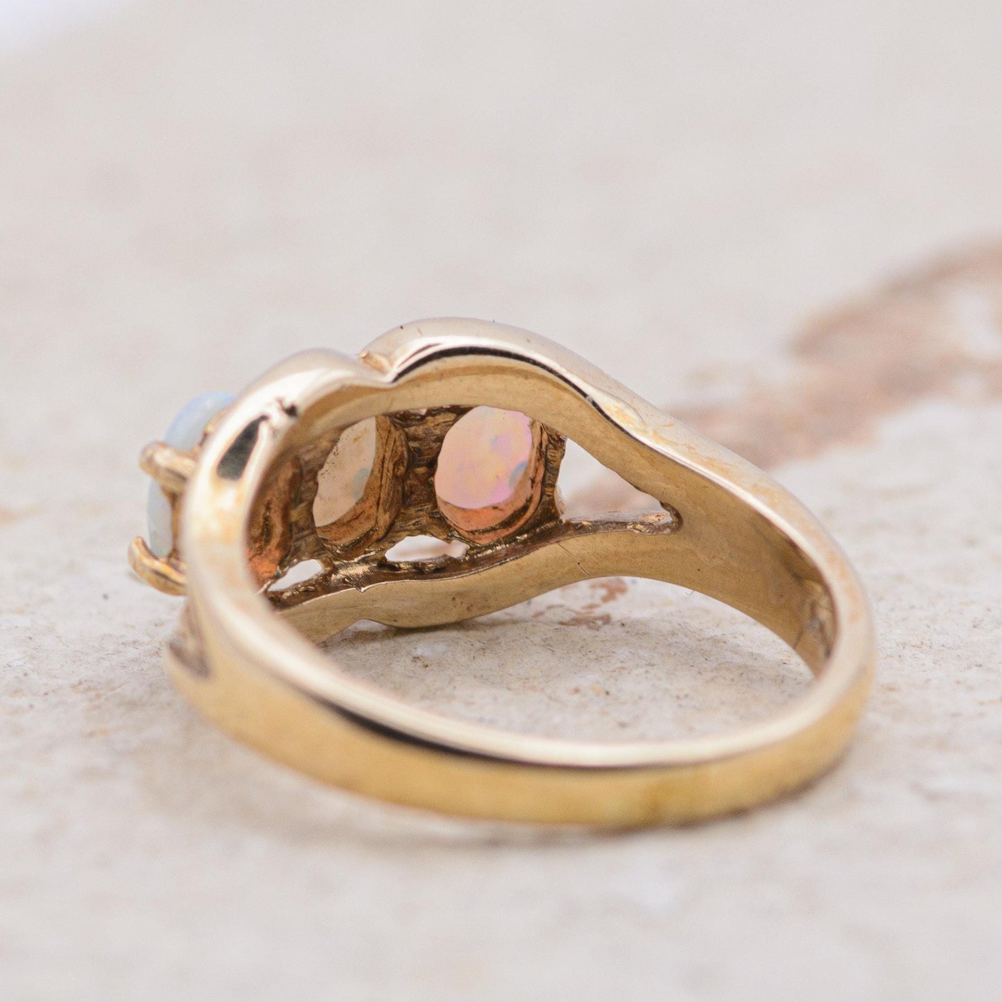 Vintage Opal Ring | 5 Stone | 9ct Gold | UK Size J 1/2 | US 5 |