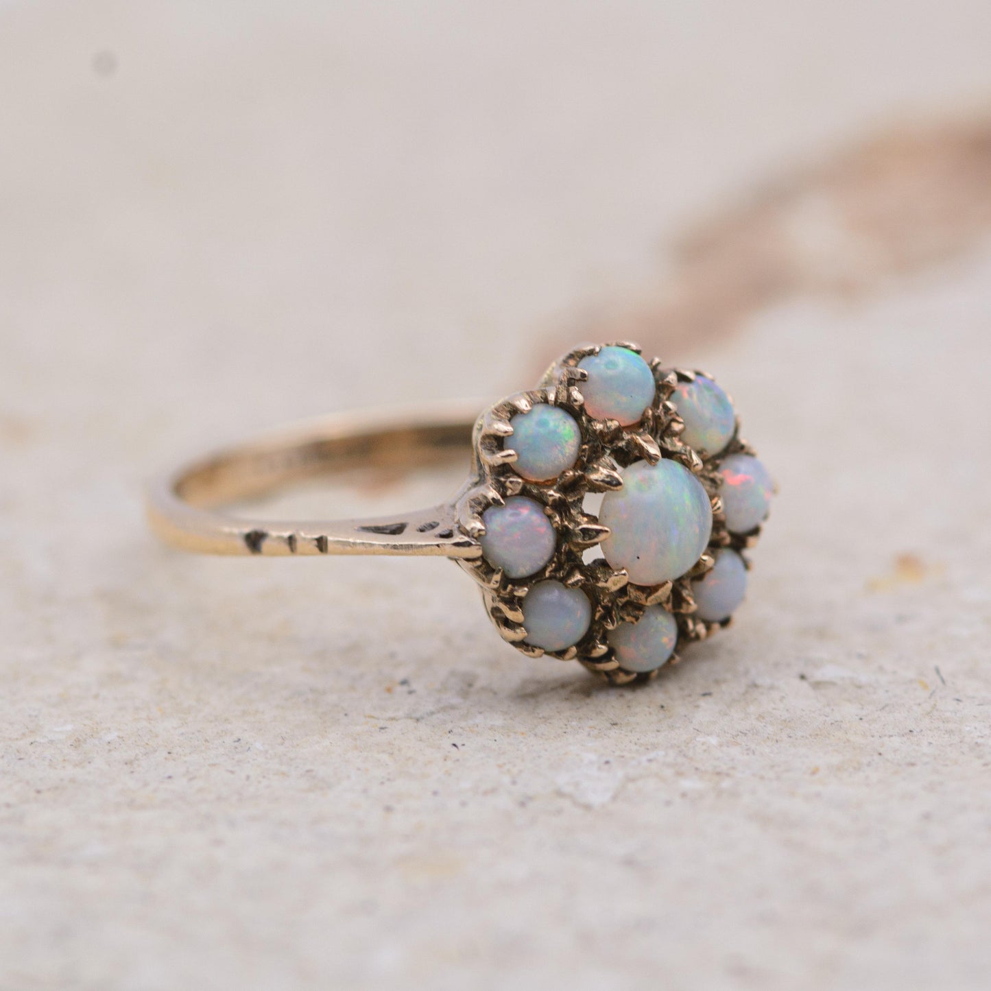 Vintage Opal Cluster Ring | UK Size M 1/2 | US Size 6.5 | 9 carat gold