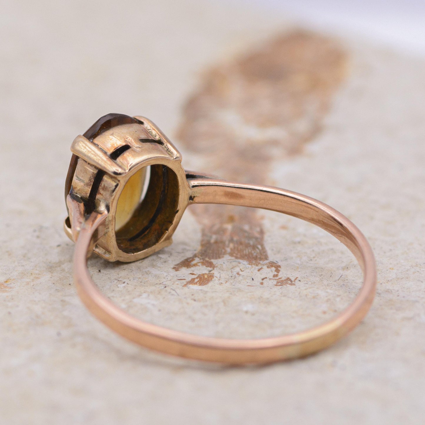Vintage Citrine Ring | UK Size P | US Size 7.75 | 9 Carat Gold