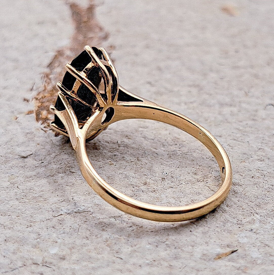 Vintage 9ct Gold Smoky Quartz Cocktail Ring | UK Size O 1/2 | US Size 7.5 |