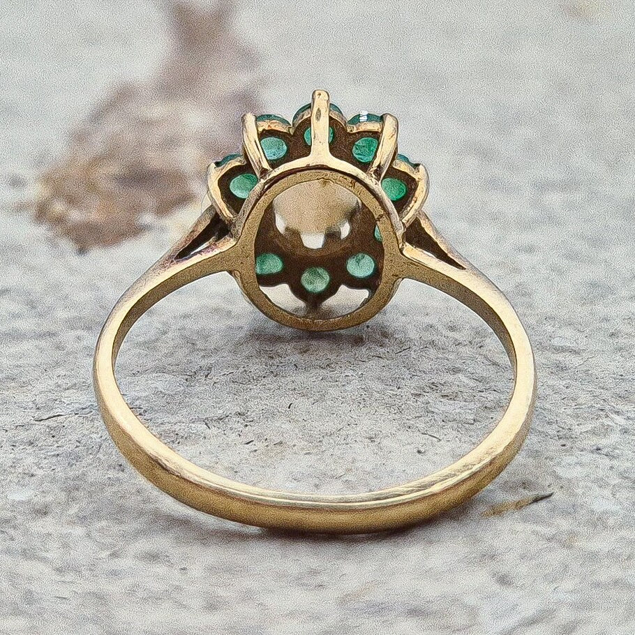 Vintage Emerald and Opal Cluster Ring |UK Size K 1/2 | US Size 5.5 | 9ct