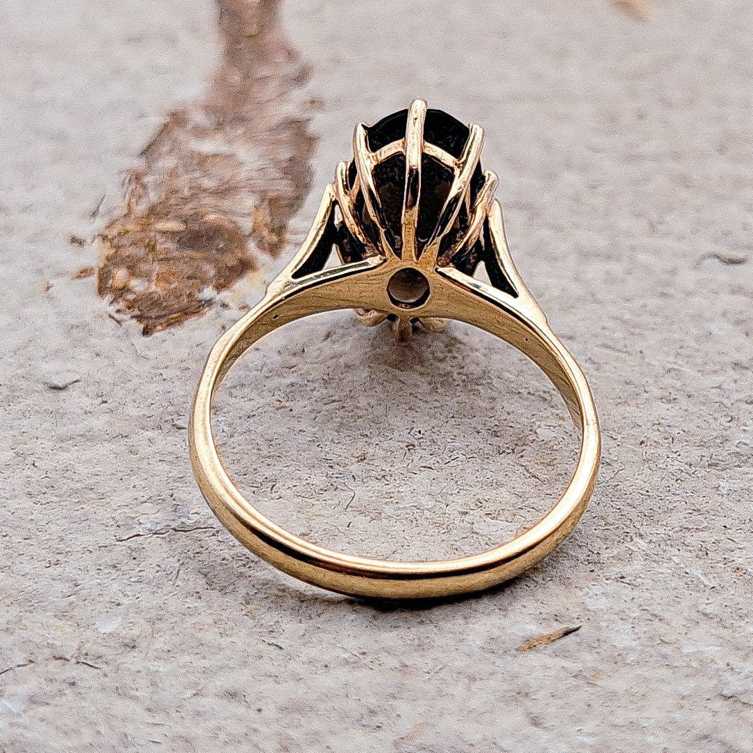 Vintage 9ct Gold Smoky Quartz Cocktail Ring | UK Size O 1/2 | US Size 7.5 |