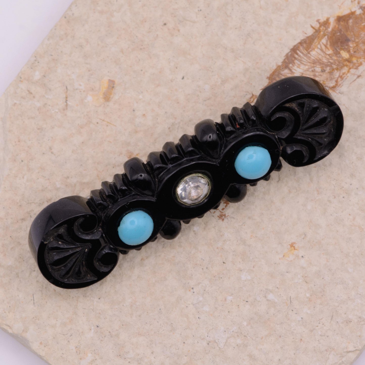 Victorian Jet Mourning Bar Brooch