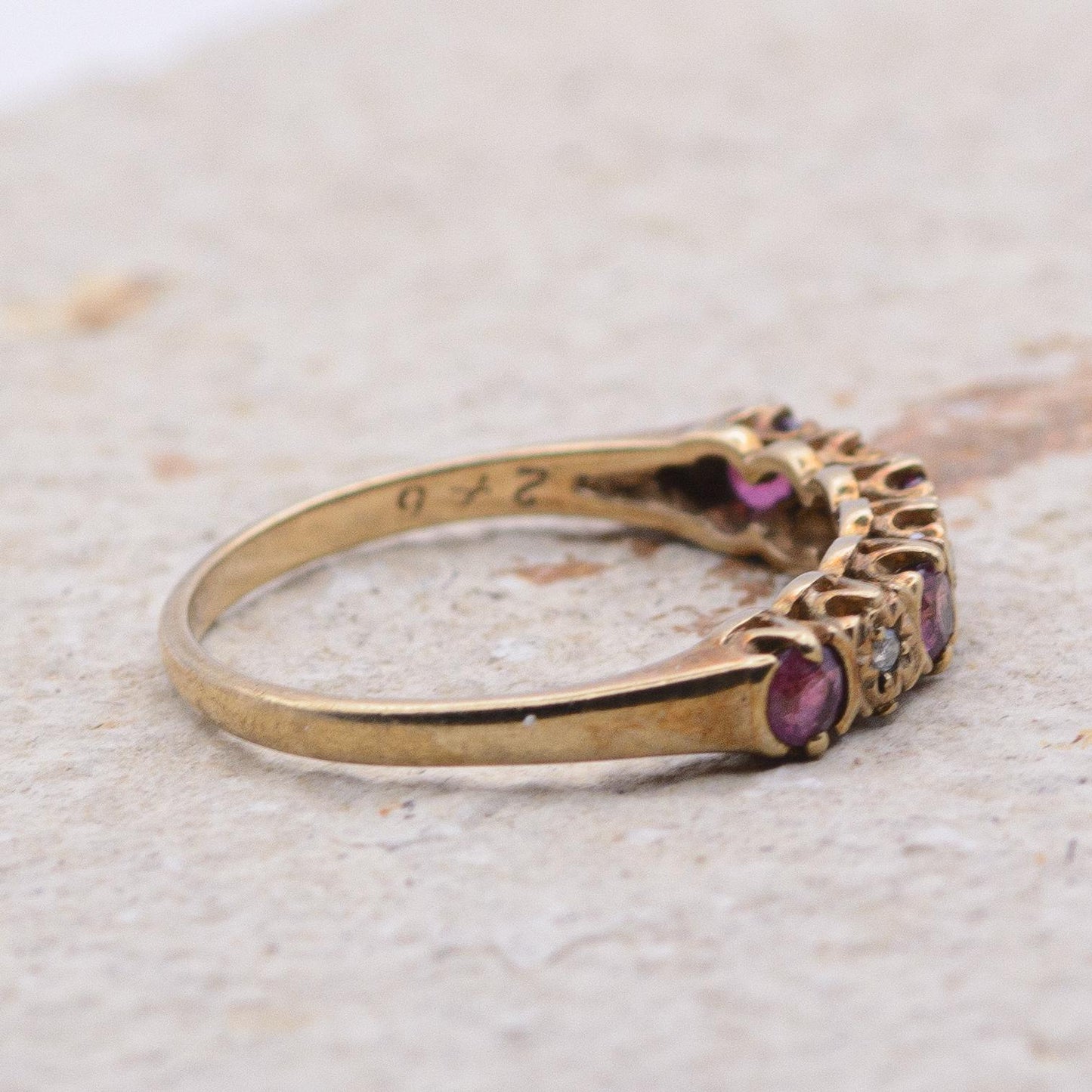 Vintage 9ct Ruby and Diamond Ring | UK Size L | US Size 5.75