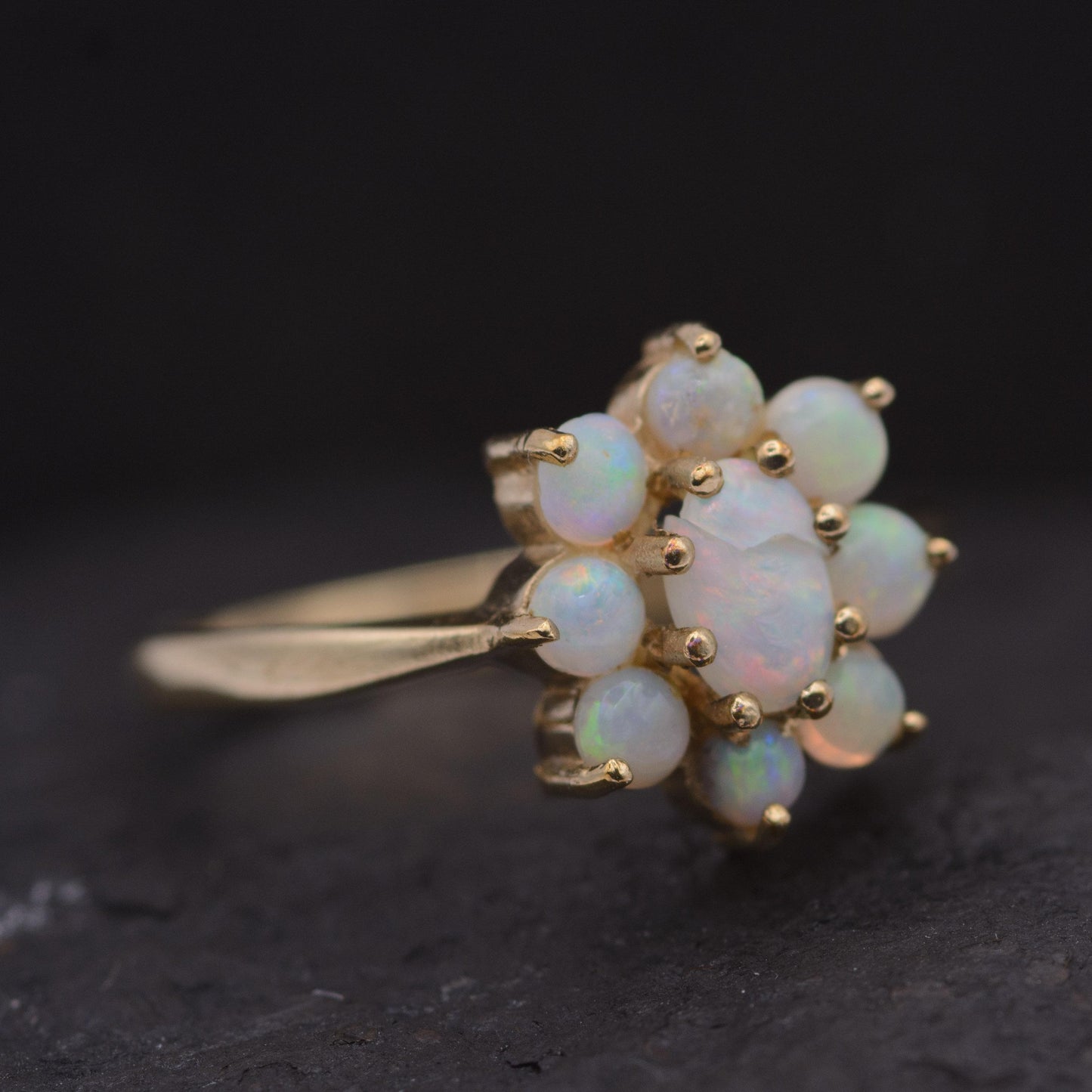 Vintage Opal Cluster Ring | UK Size O | US Size 7 | 9 carat gold