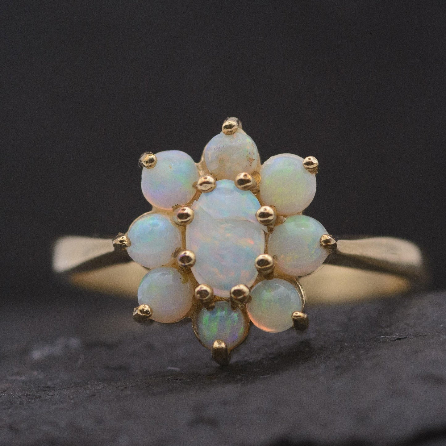Vintage Opal Cluster Ring | UK Size O | US Size 7 | 9 carat gold