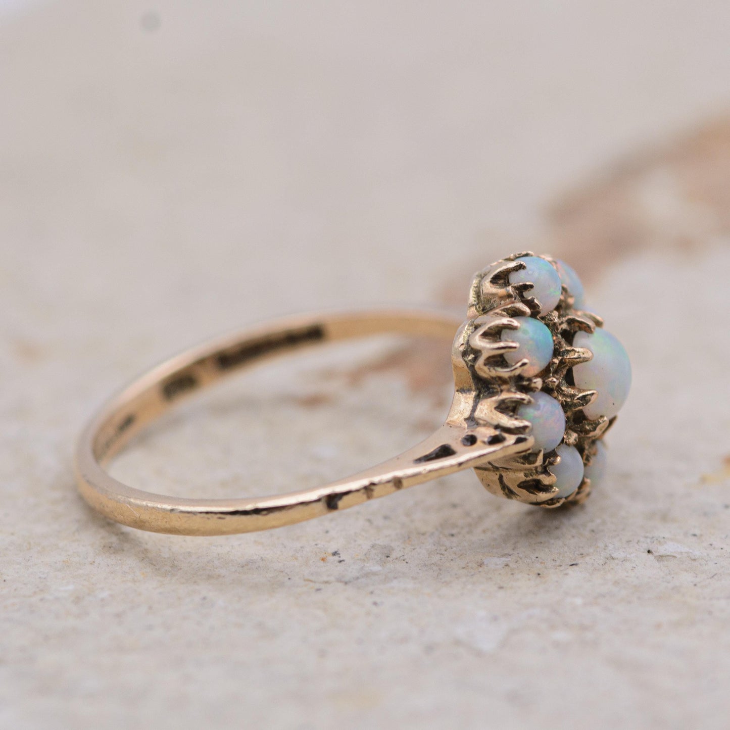 Vintage Opal Cluster Ring | UK Size M 1/2 | US Size 6.5 | 9 carat gold