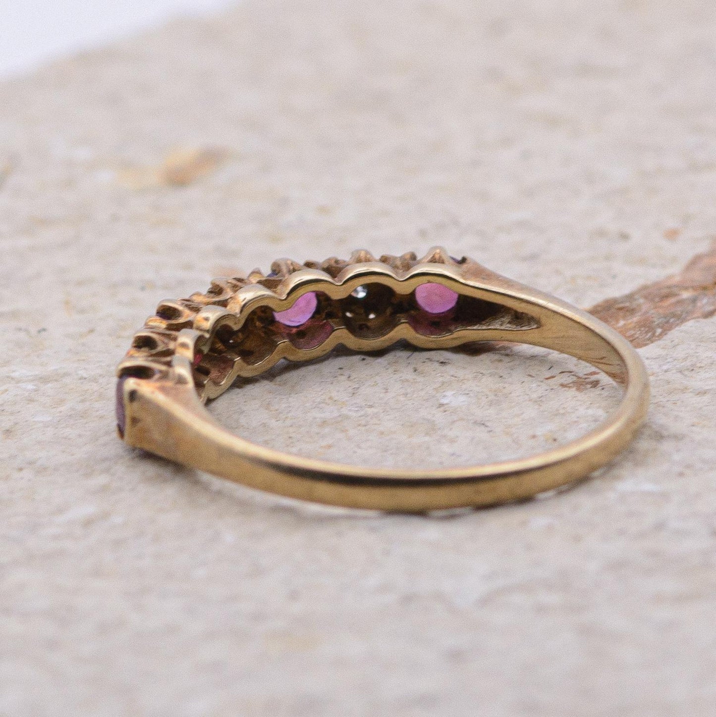 Vintage 9ct Ruby and Diamond Ring | UK Size L | US Size 5.75