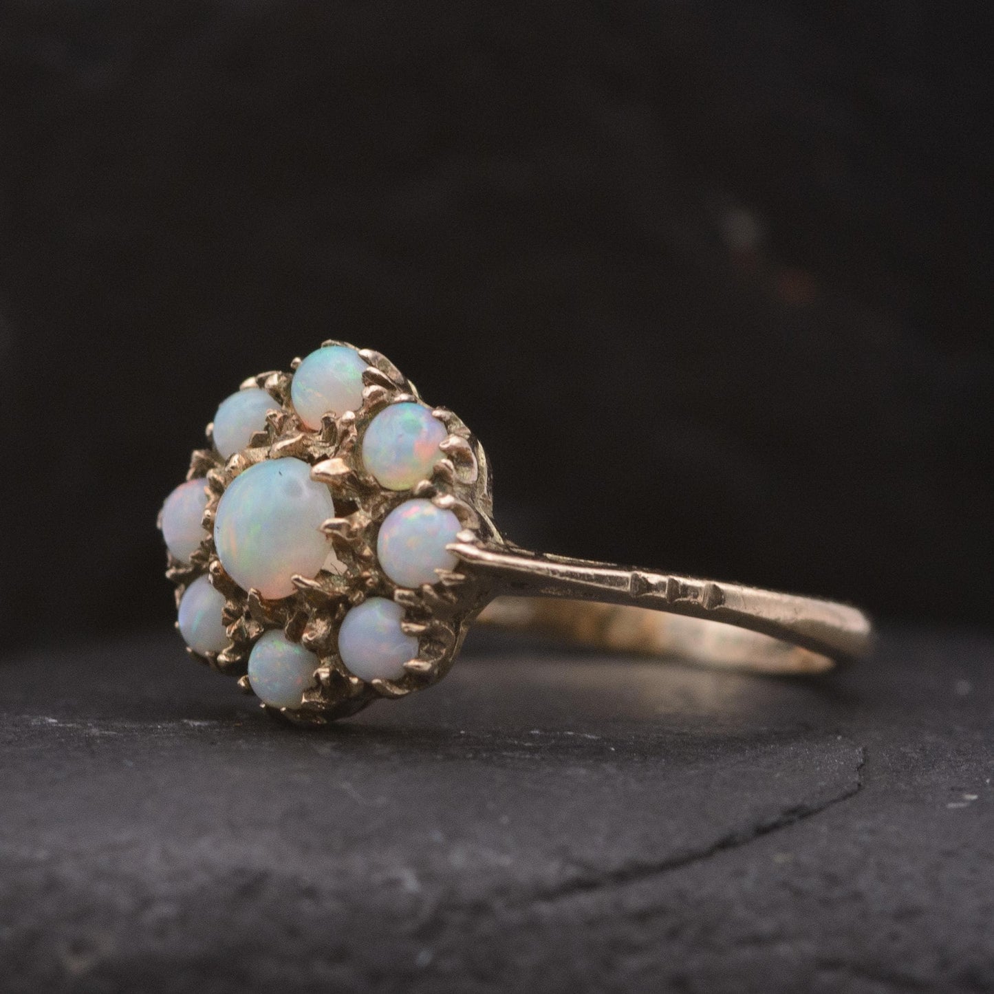 Vintage Opal Cluster Ring | UK Size M 1/2 | US Size 6.5 | 9 carat gold