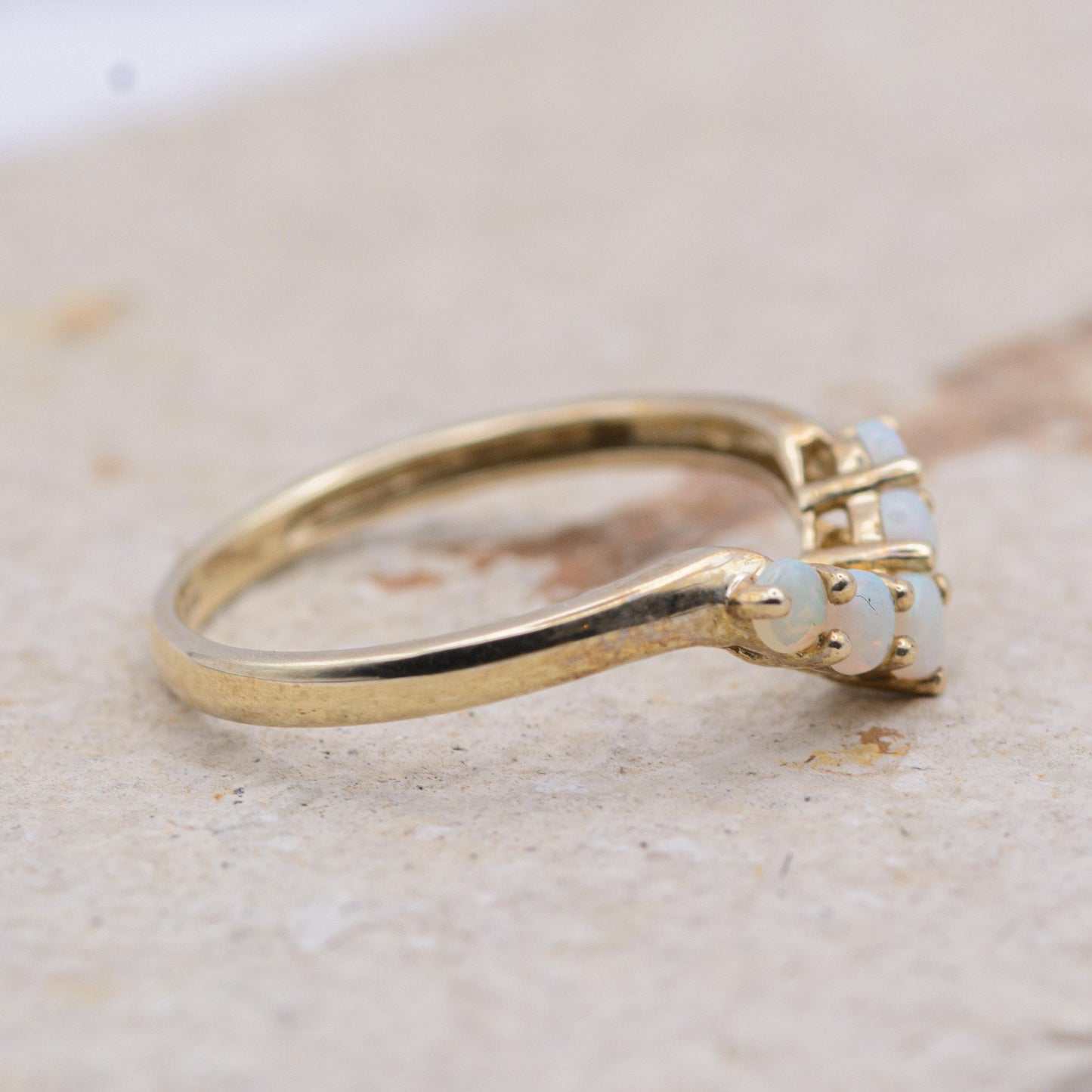 Opal Wishbone Ring | 9ct Gold | UK Size Q | US 8.25 |