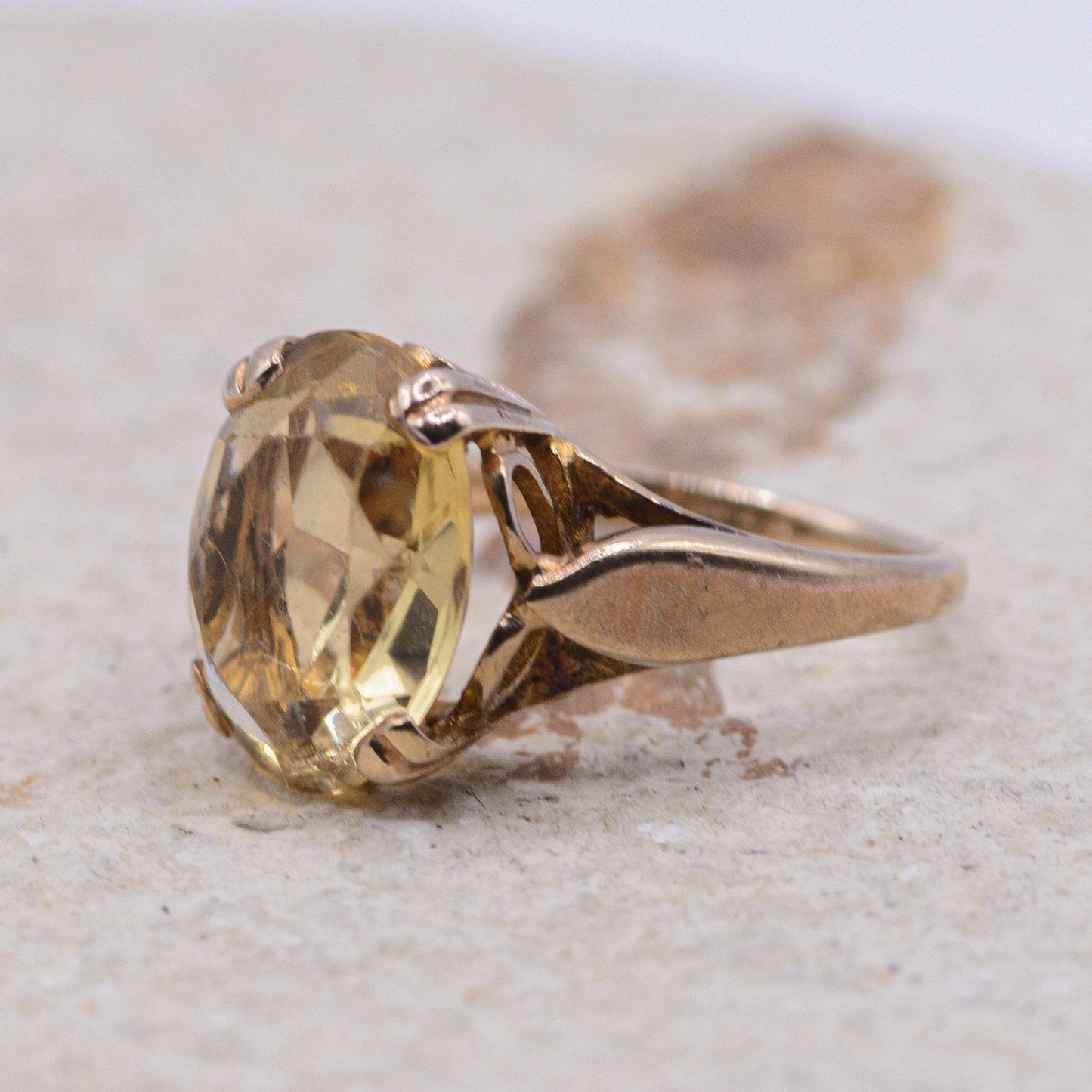 Vintage Citrine Ring | UK Size G | US Size 3.25 | 9 Carat Gold