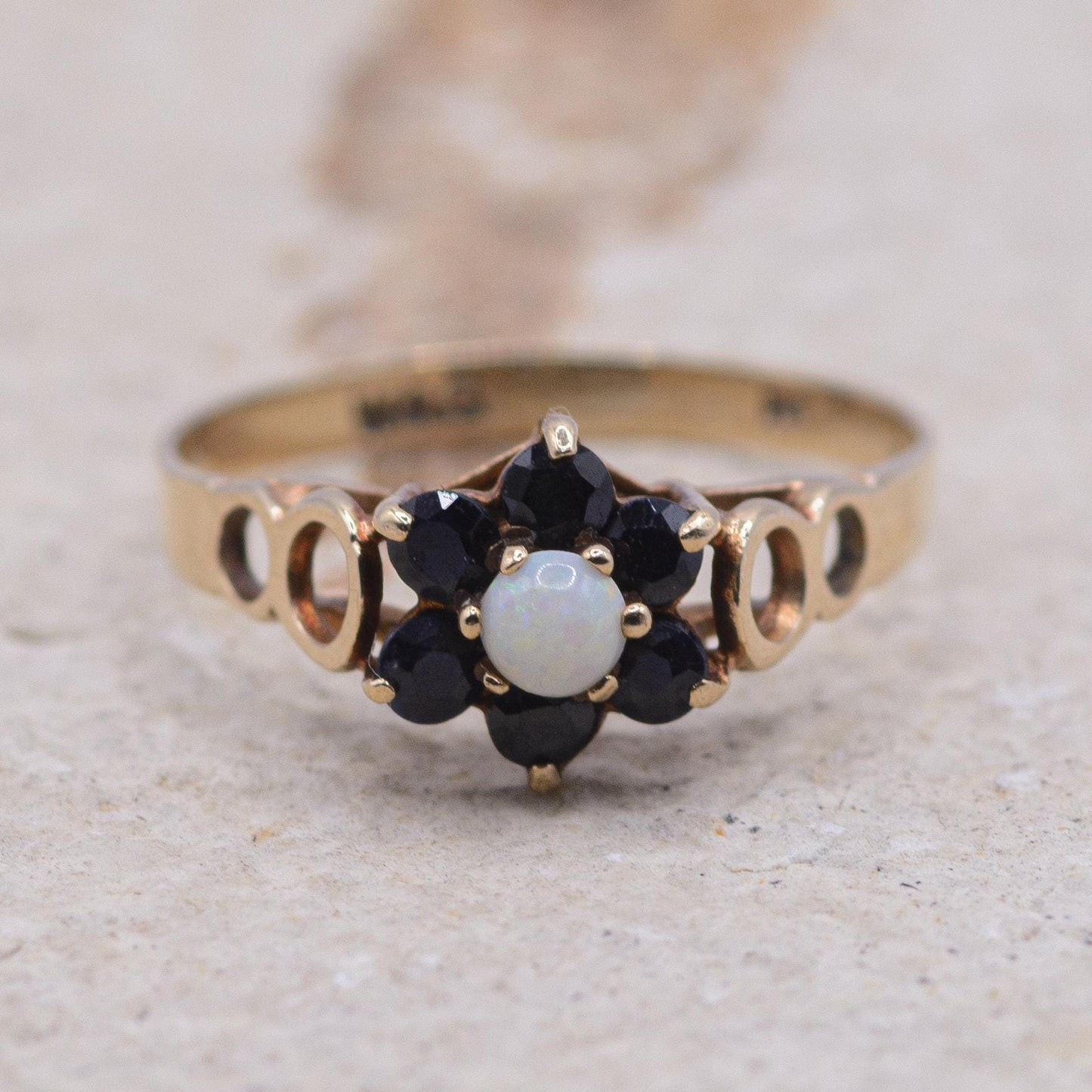 9ct Gold Sapphire and Opal Ring