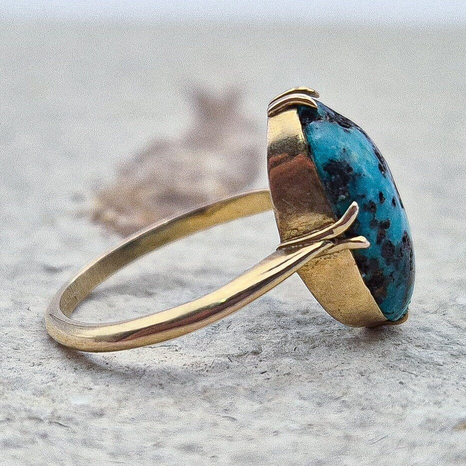 10ct Gold Turquoise Pinky Ring | UK Size H | US Size 3.75