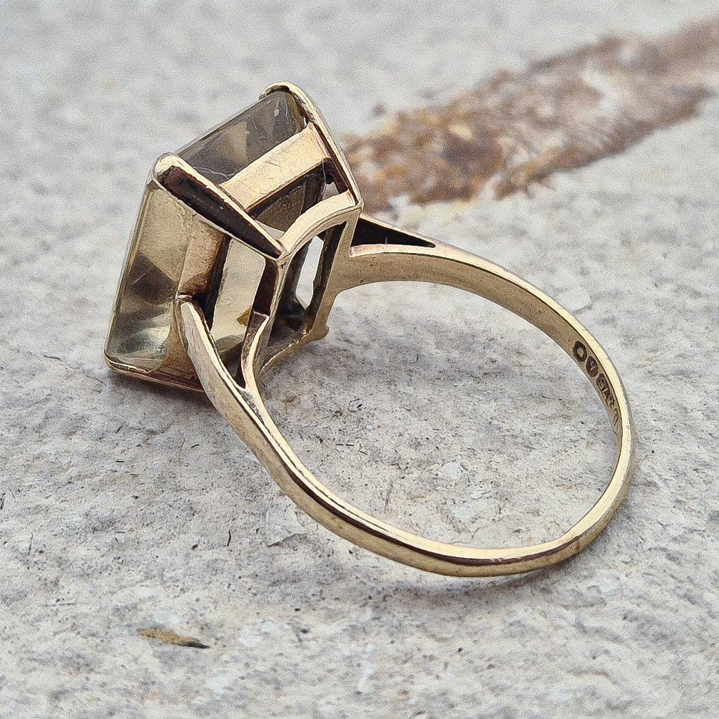 Vintage Citrine Cocktail Ring | UK Size M | US Size 6.25 | 9 Carat Gold