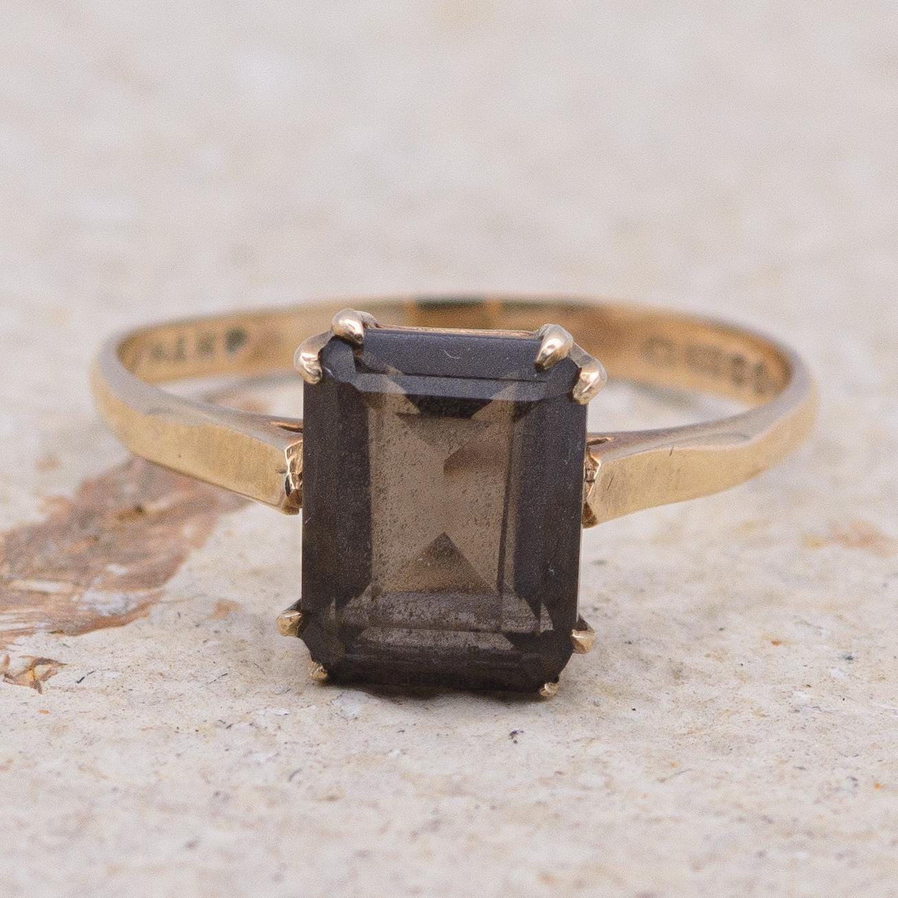 Vintage Smoky Quartz Cocktail Ring | 9ct | UK Size O | US Size 7.25 |