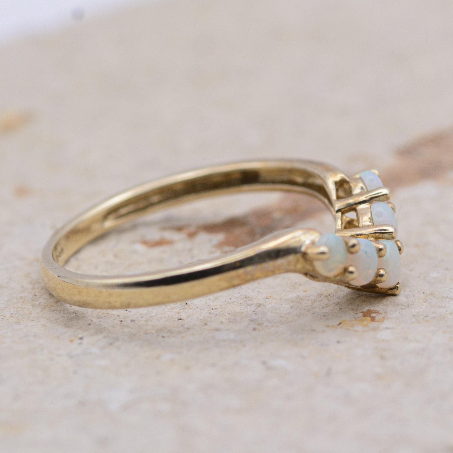 Opal Wishbone Ring | 9ct Gold | UK Size Q | US 8.25 |
