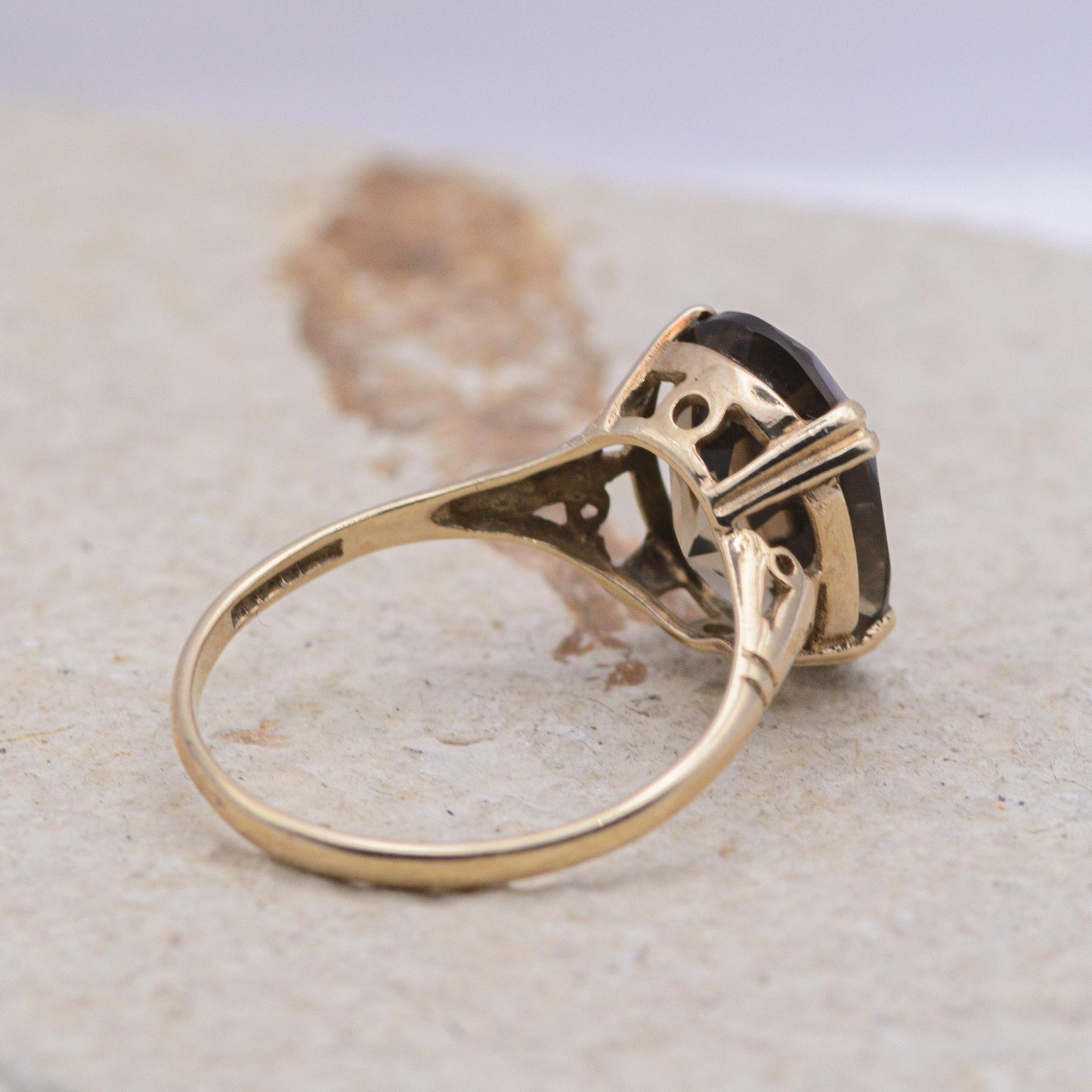 Vintage Smoky Quartz Cocktail Ring | 9ct | UK Size O 1/2 | US Size 7.5 |