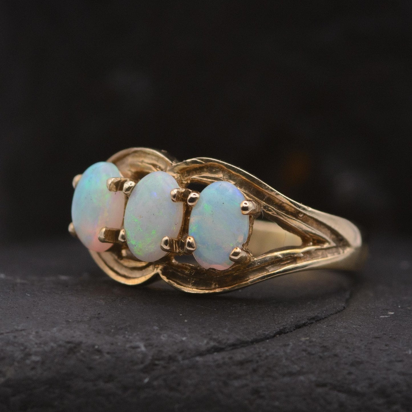 Vintage Opal Ring | 5 Stone | 9ct Gold | UK Size J 1/2 | US 5 |