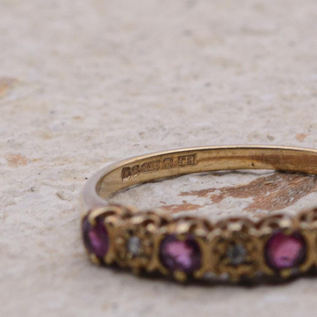 Vintage 9ct Ruby and Diamond Ring | UK Size L | US Size 5.75