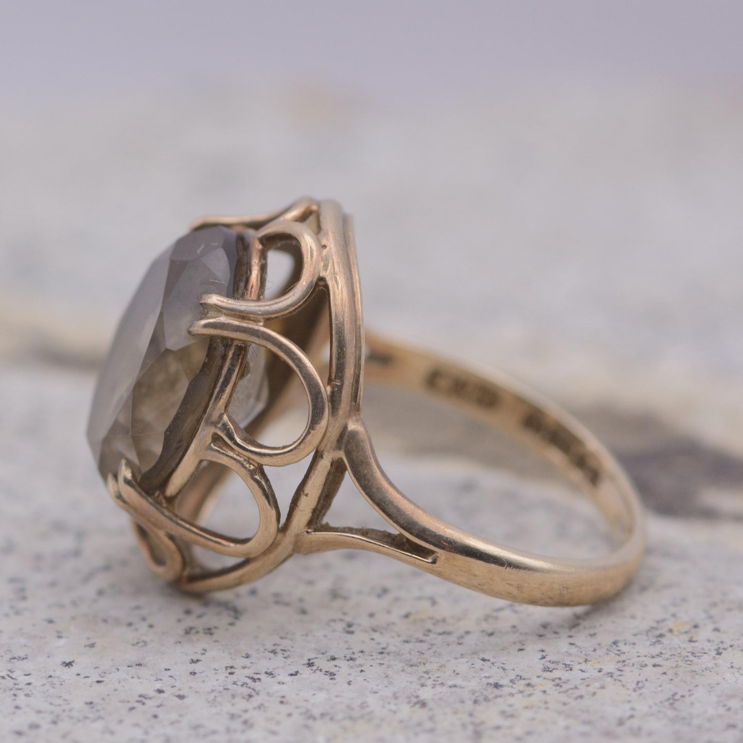Vintage Smoky Quartz Cocktail Ring | 9ct | UK Size J | US Size 4.75 |