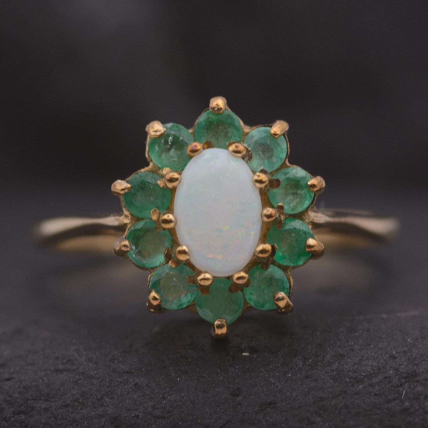 Vintage Emerald and Opal Cluster Ring |UK Size K 1/2 | US Size 5.5 | 9ct