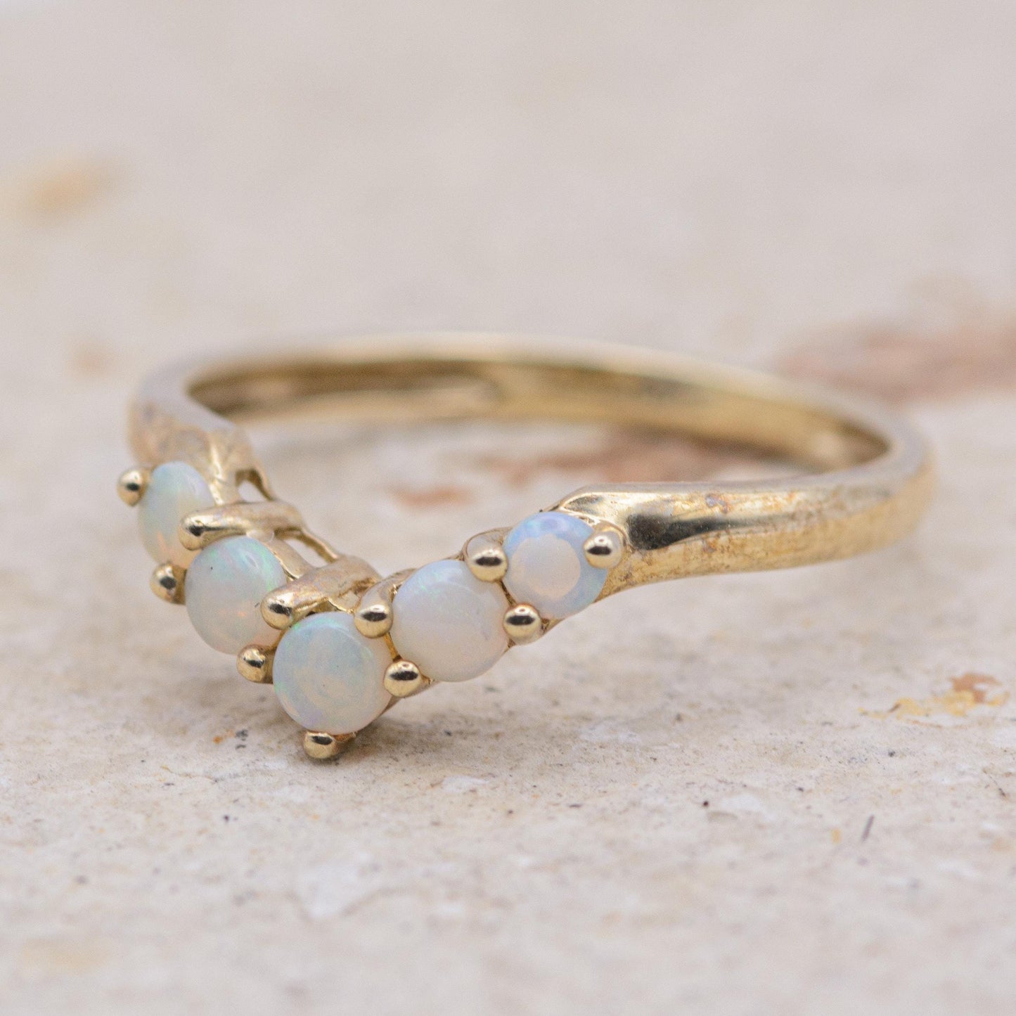 Opal Wishbone Ring | 9ct Gold | UK Size Q | US 8.25 |