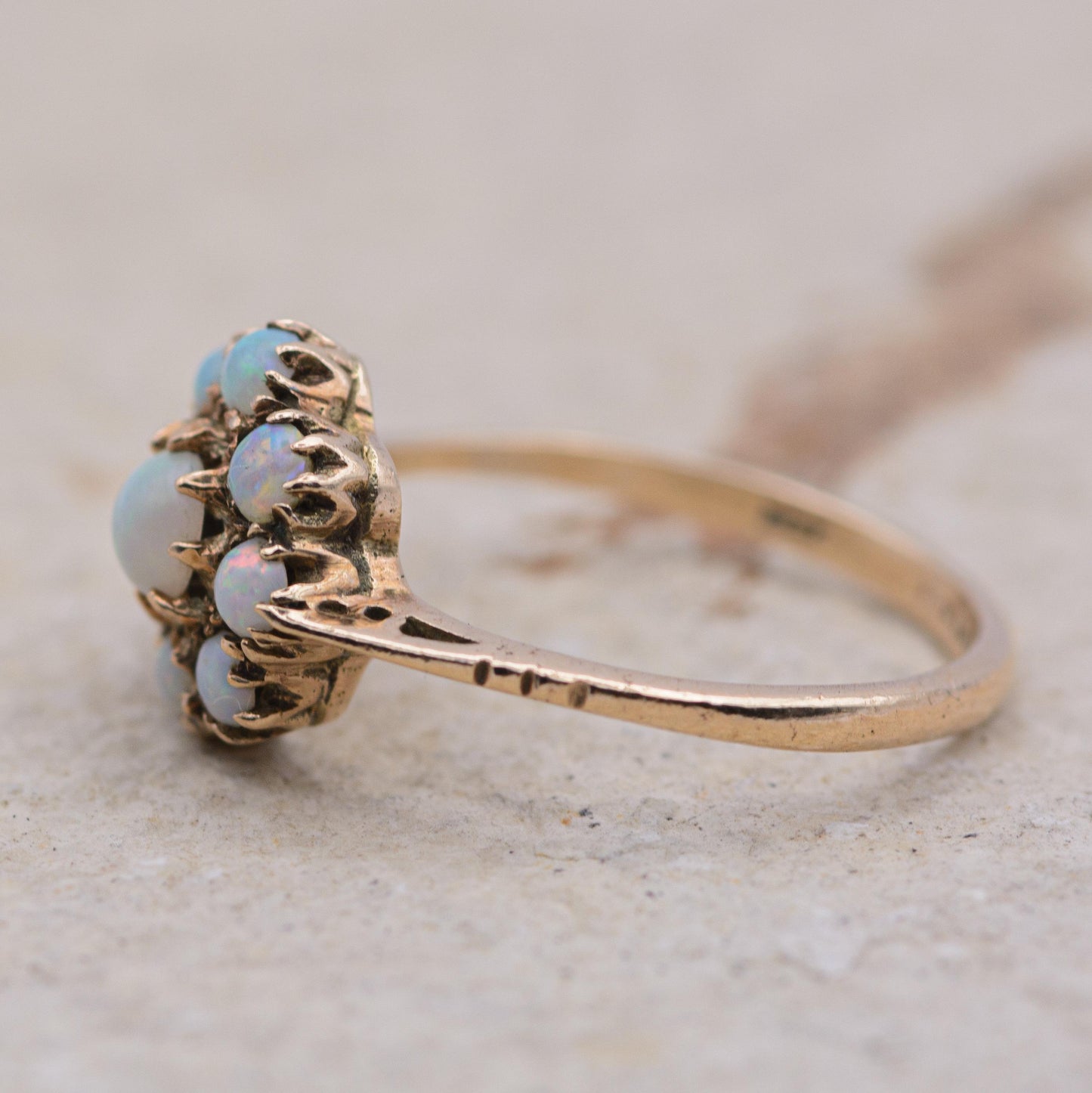 Vintage Opal Cluster Ring | UK Size M 1/2 | US Size 6.5 | 9 carat gold