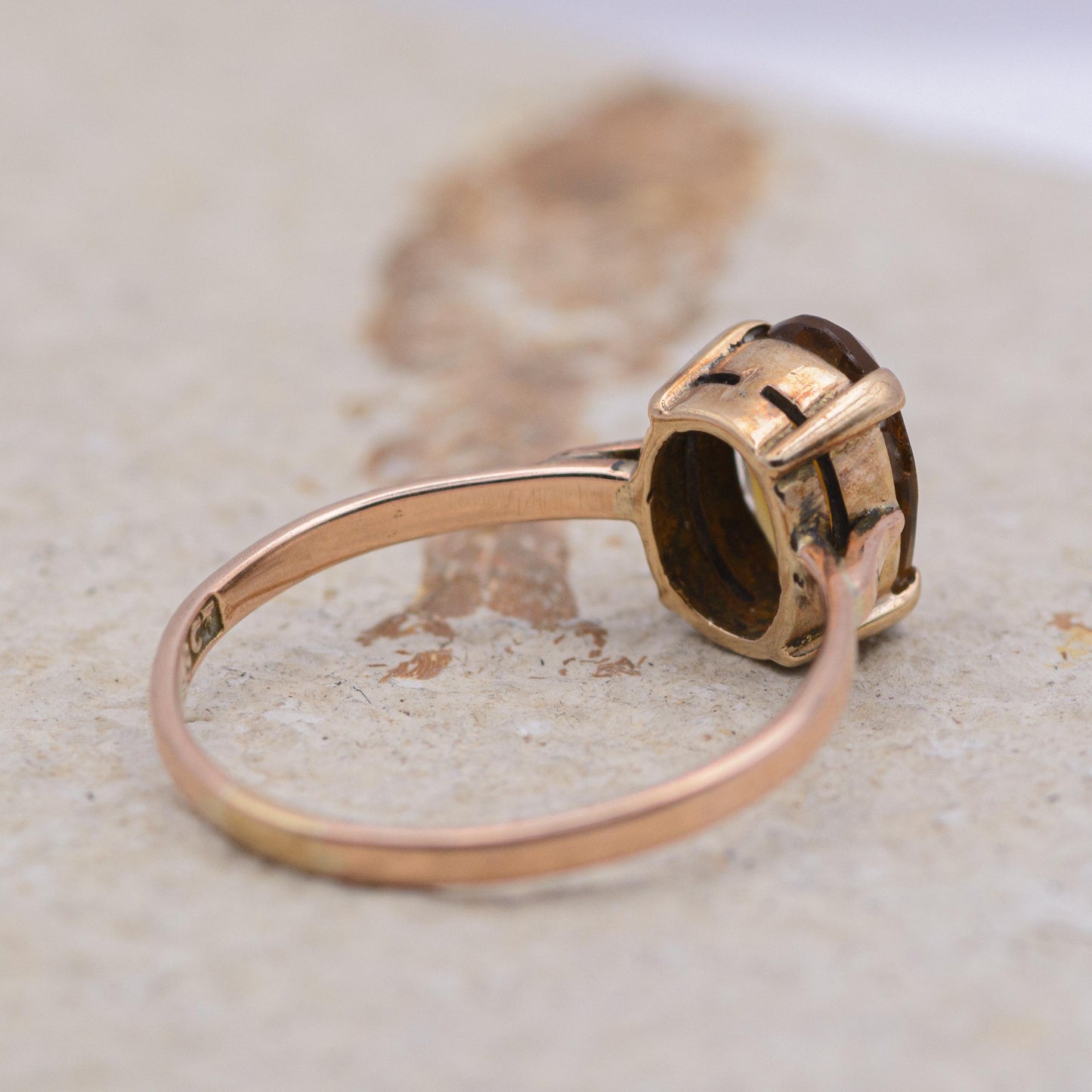 Vintage Citrine Ring | UK Size P | US Size 7.75 | 9 Carat Gold