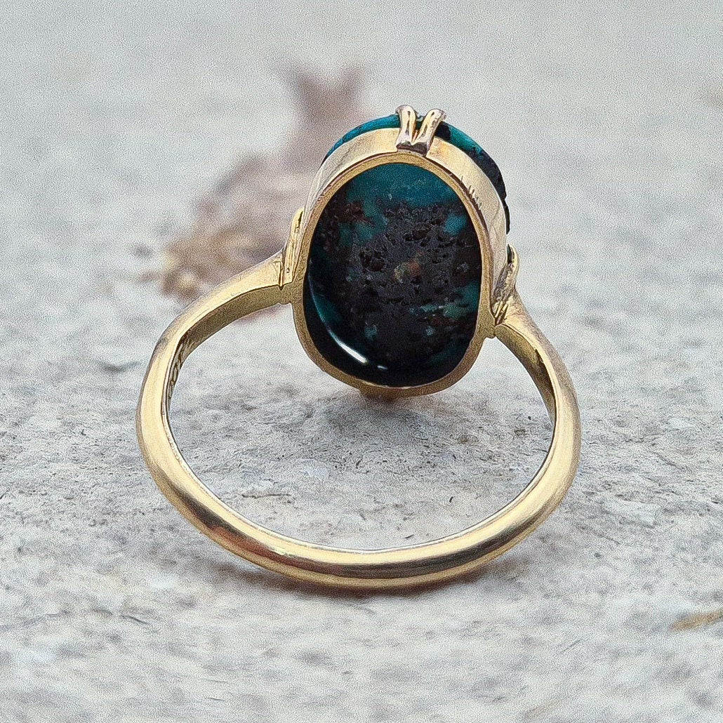 10ct Gold Turquoise Pinky Ring | UK Size H | US Size 3.75
