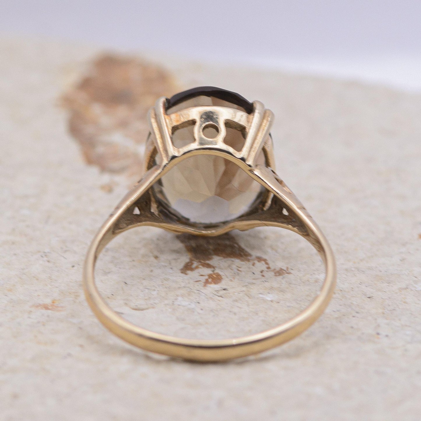 Vintage Smoky Quartz Cocktail Ring | 9ct | UK Size O 1/2 | US Size 7.5 |