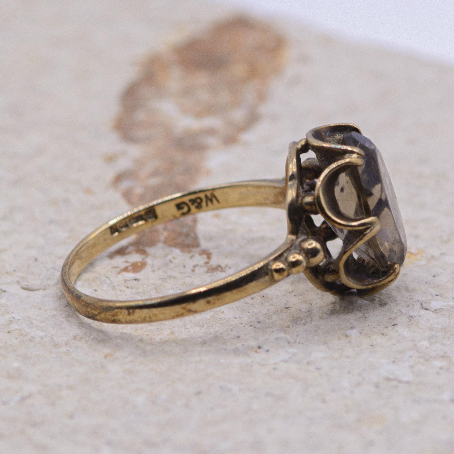 Vintage Smoky Quartz Ring | 9ct | UK Size M | US Size 6.25 |