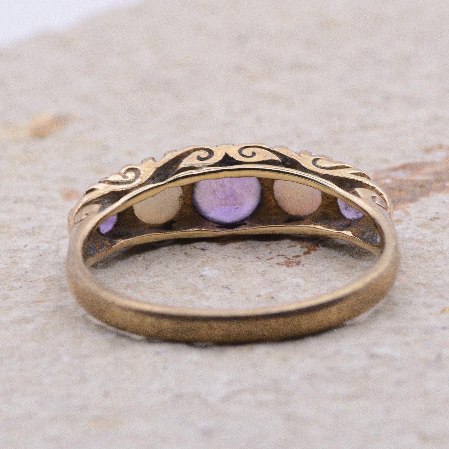 Vintage Amethyst and Opal 5-Stone Ring | UK Size M | US Size 6.25 | 9 Carat Gold