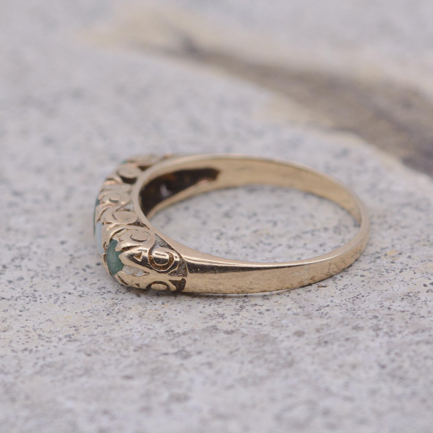 Vintage Emerald and Opal 5-Stone Ring | UK Size L 1/2 | US Size 6 | 9ct