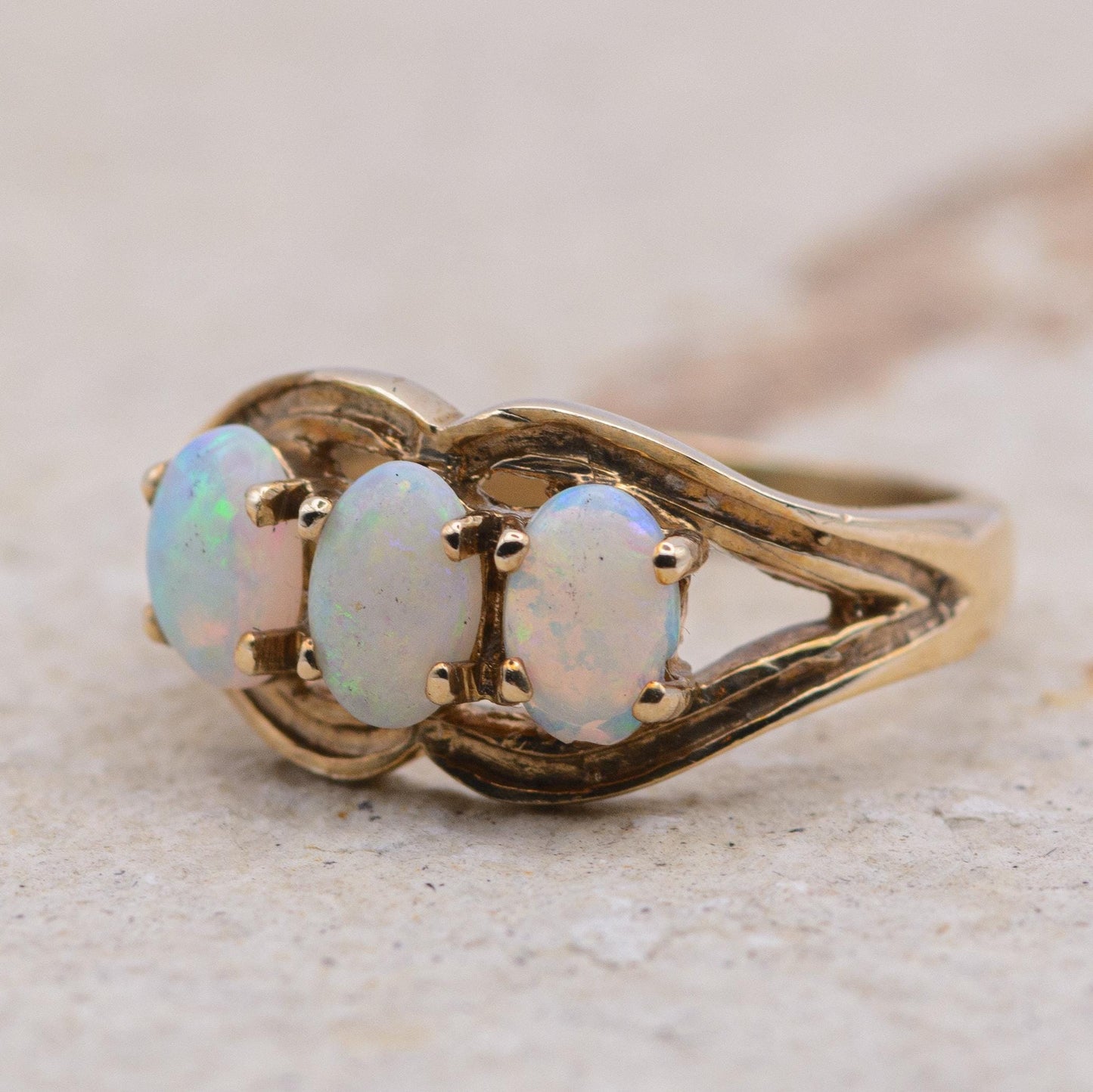 Vintage Opal Ring | 5 Stone | 9ct Gold | UK Size J 1/2 | US 5 |