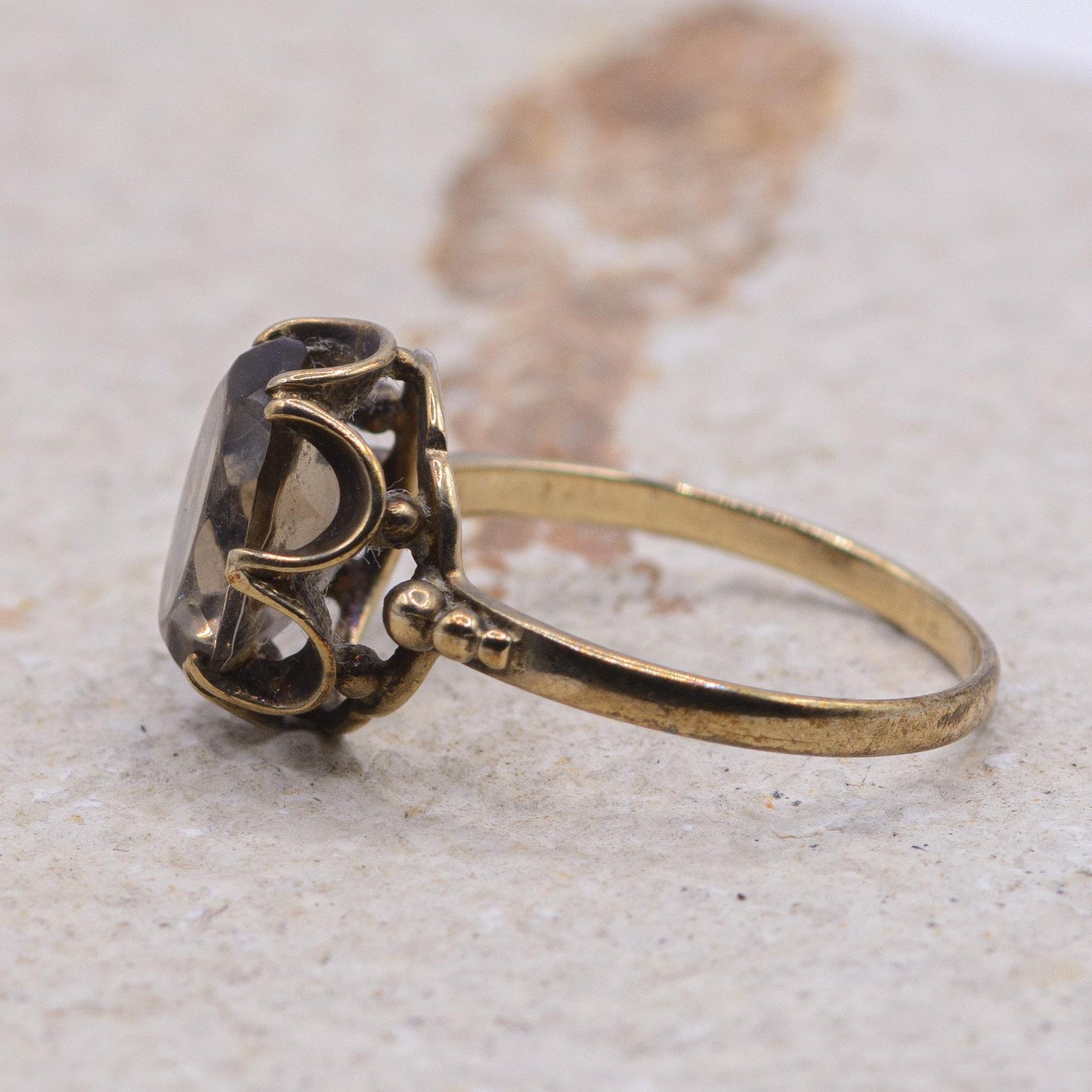 Vintage Smoky Quartz Ring | 9ct | UK Size M | US Size 6.25 |