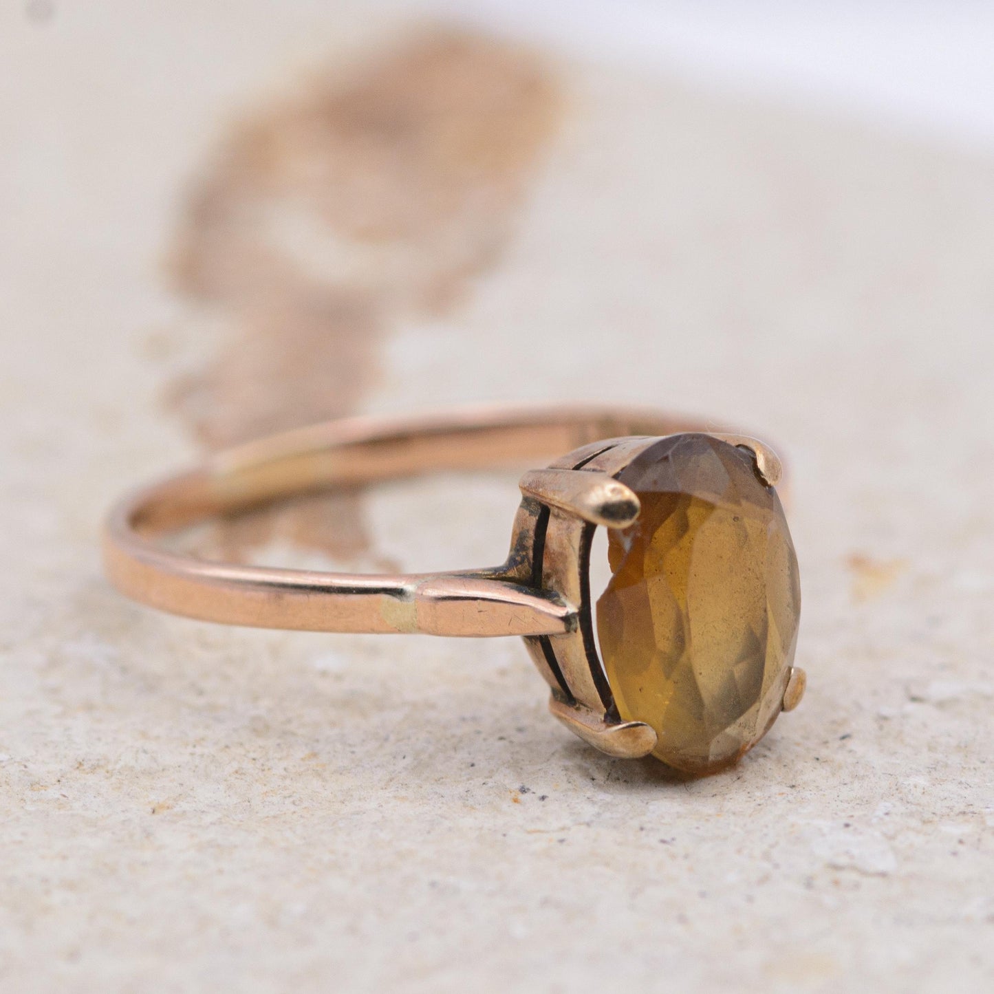Vintage Citrine Ring | UK Size P | US Size 7.75 | 9 Carat Gold