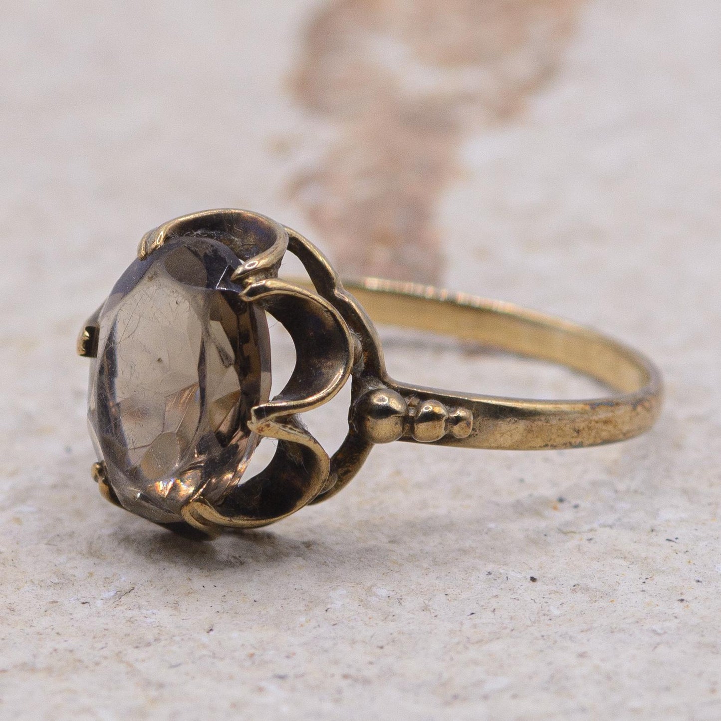 Vintage Smoky Quartz Ring | 9ct | UK Size M | US Size 6.25 |
