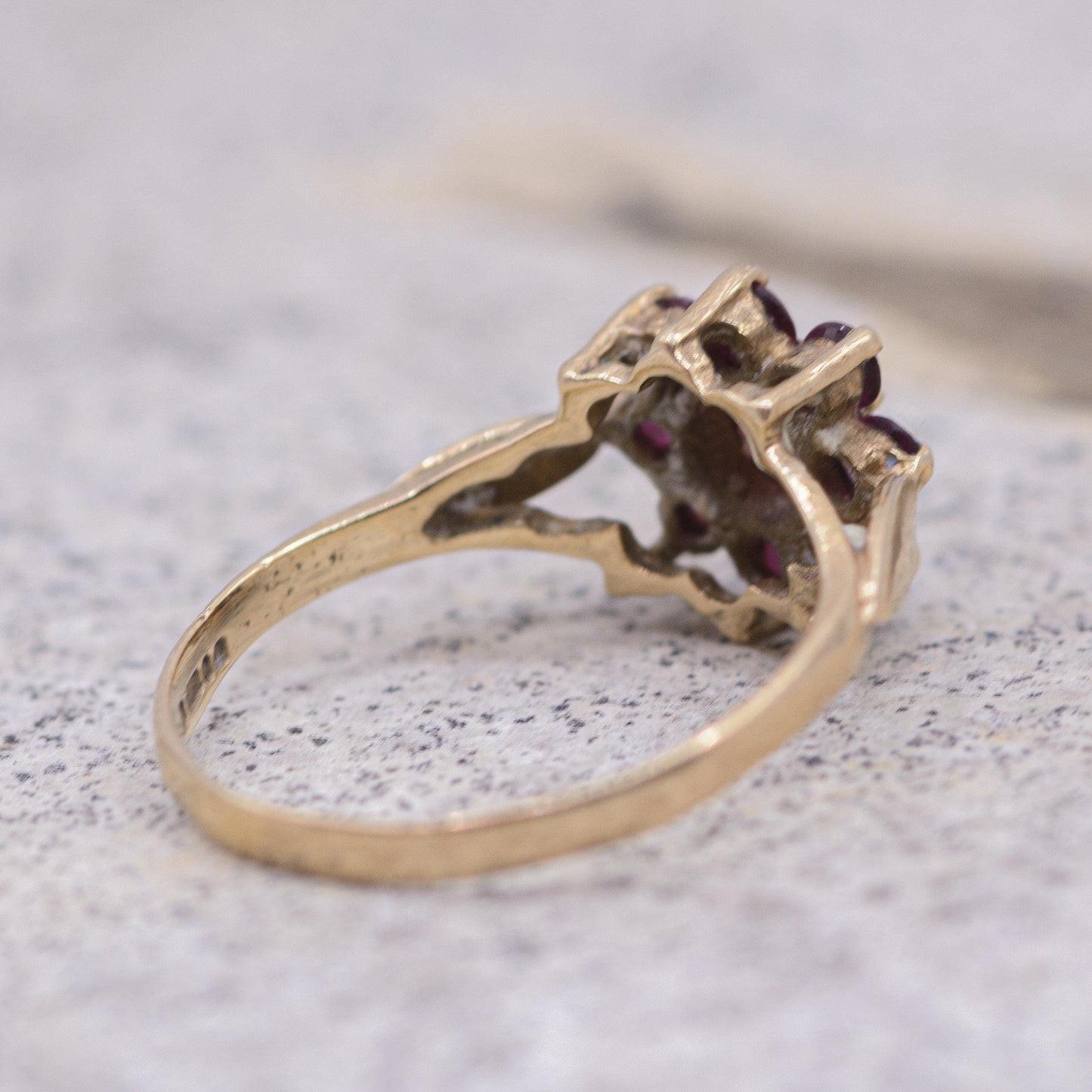 Vintage 9ct Gold Ruby Posey Ring