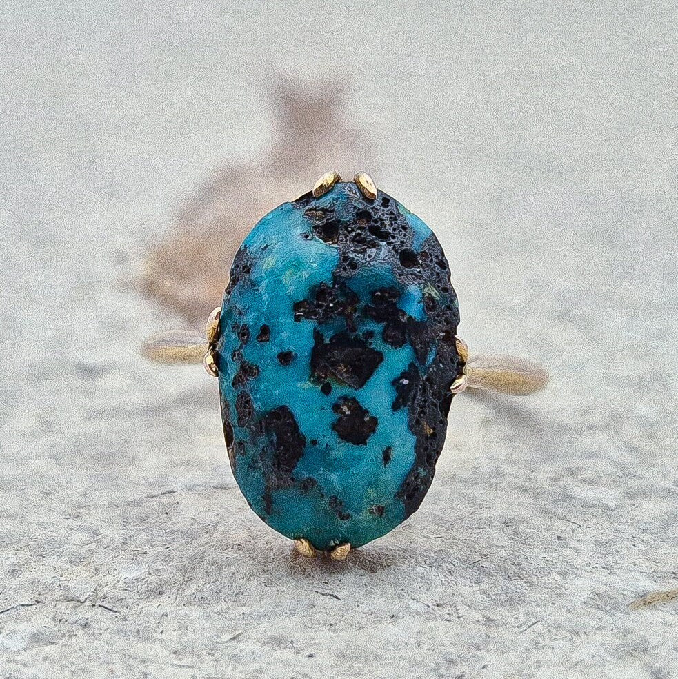 10ct Gold Turquoise Pinky Ring | UK Size H | US Size 3.75