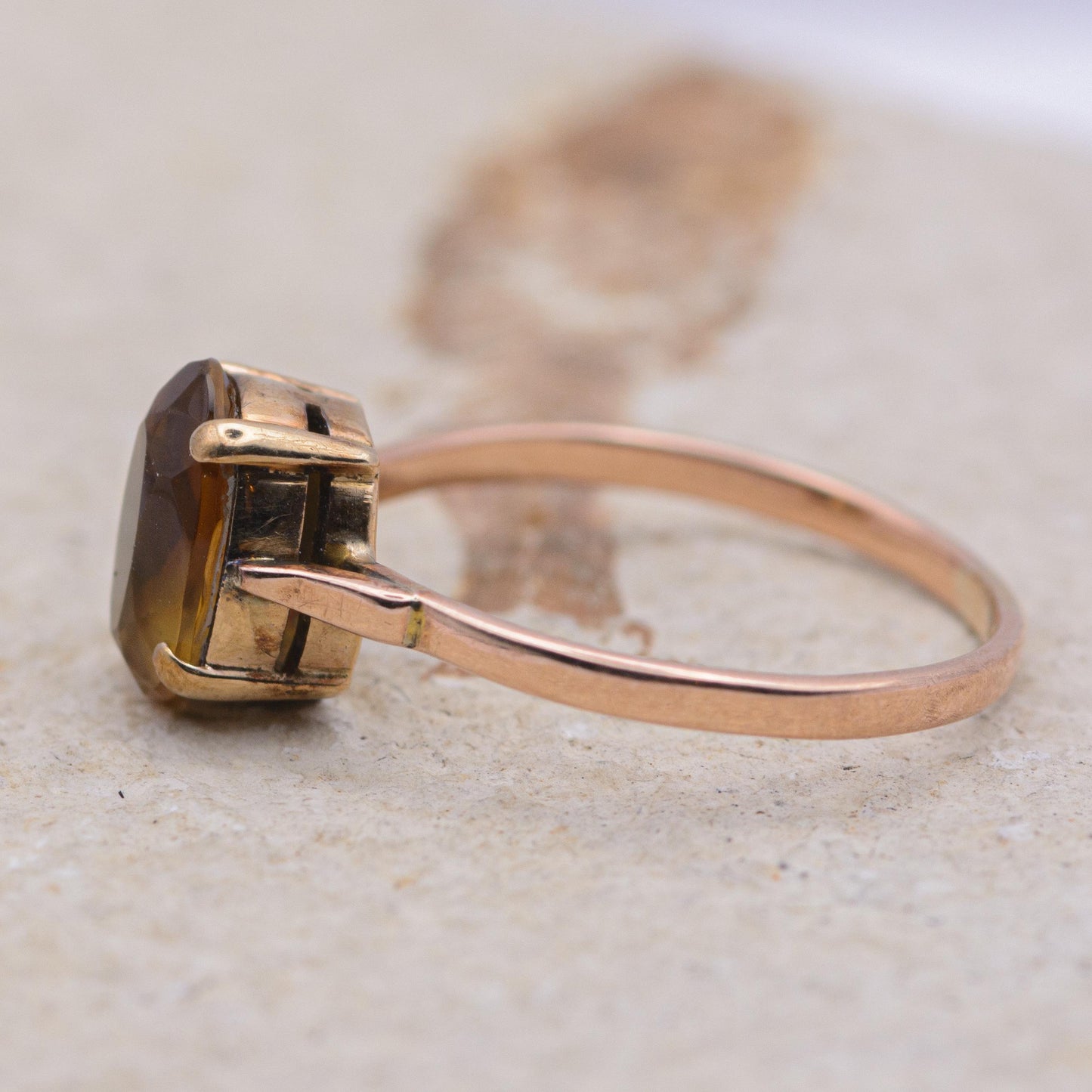 Vintage Citrine Ring | UK Size P | US Size 7.75 | 9 Carat Gold